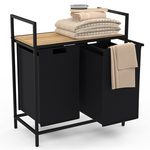 ID MARKET Panier à linge 2 bacs DETROIT tissu noir design industriel