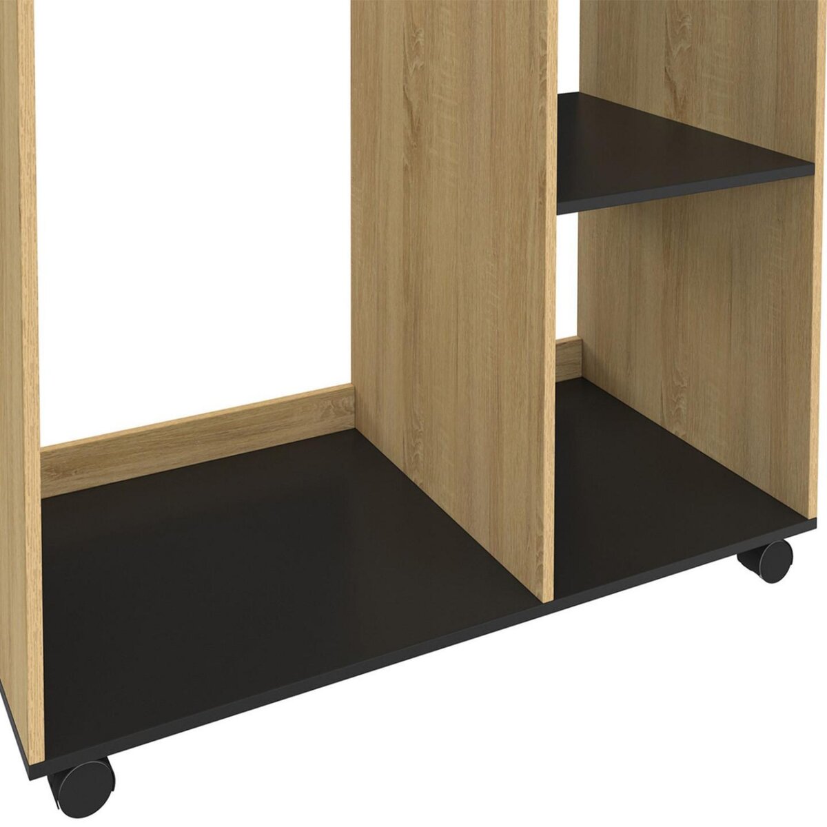 ID MARKET Dressing penderie RACHEL 80 x 40 x 120 cm à roulettes hêtre et noir