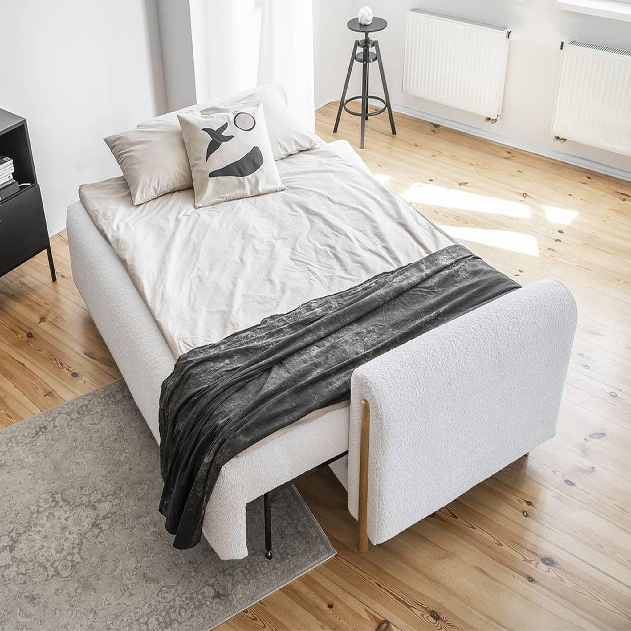 Voir la diapositive 2 : BEST MOBILIER Glendale - canapé droit 3 places - convertible avec coffre - en tissu bouclette