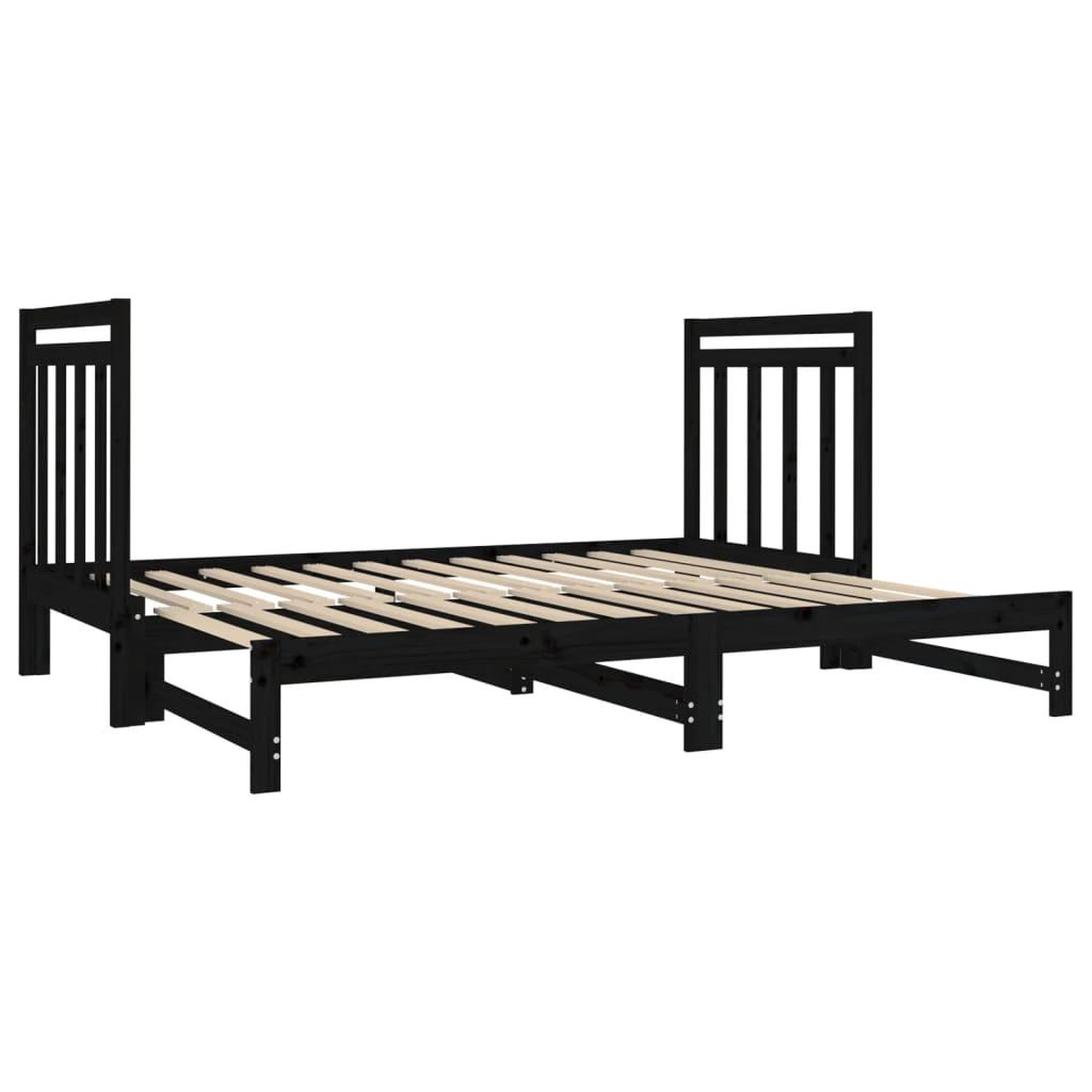 Voir la diapositive 5 : VIDAXL Lit coulissant sans matelas noir 2x(90x190) cm