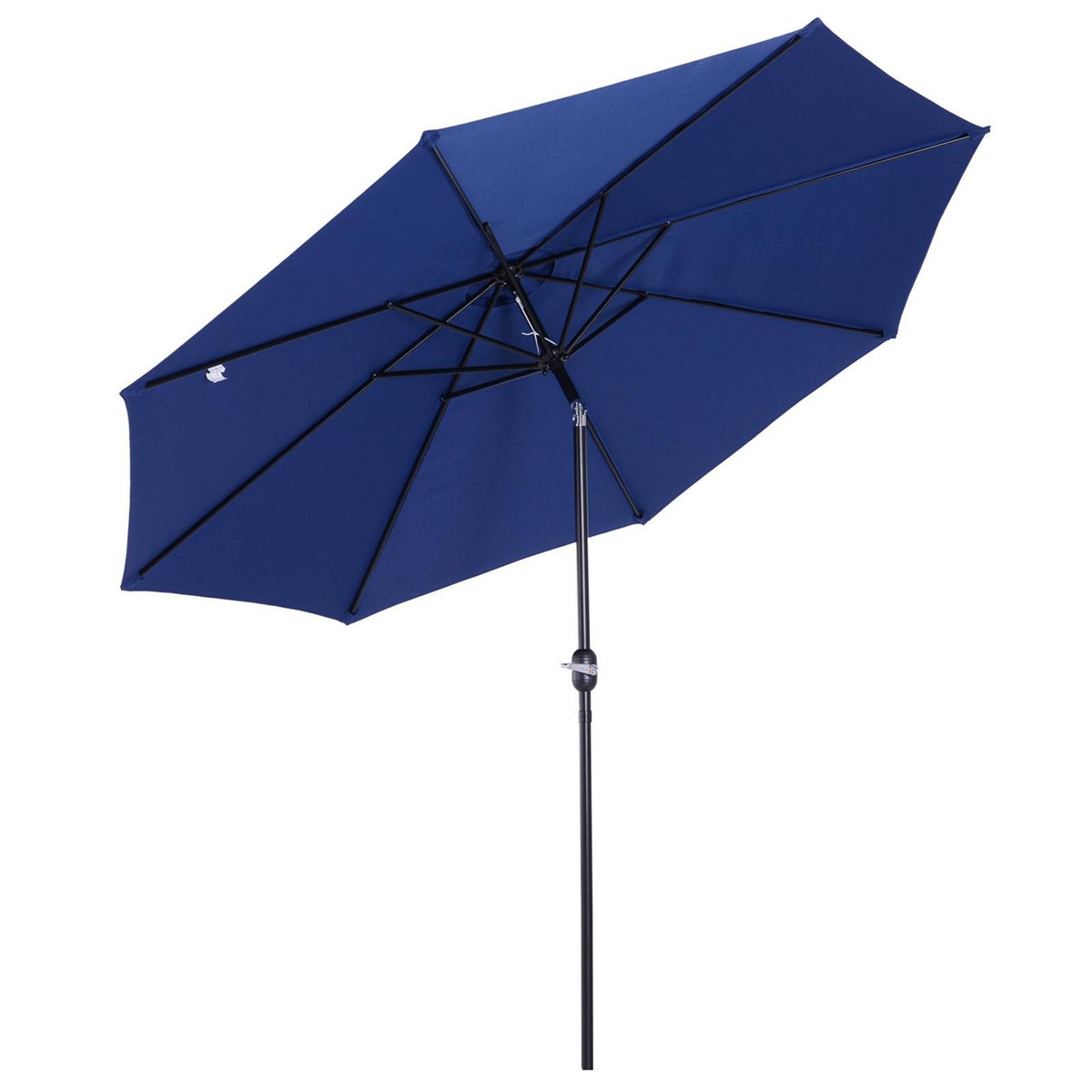 OUTSUNNY Parasol en métal rond polyester 180g/m² manivelle inclinable Ø 3 x 2,45 m bleu