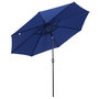 Voir la diapositive 1 : OUTSUNNY Parasol en métal rond polyester 180g/m² manivelle inclinable Ø 3 x 2,45 m bleu