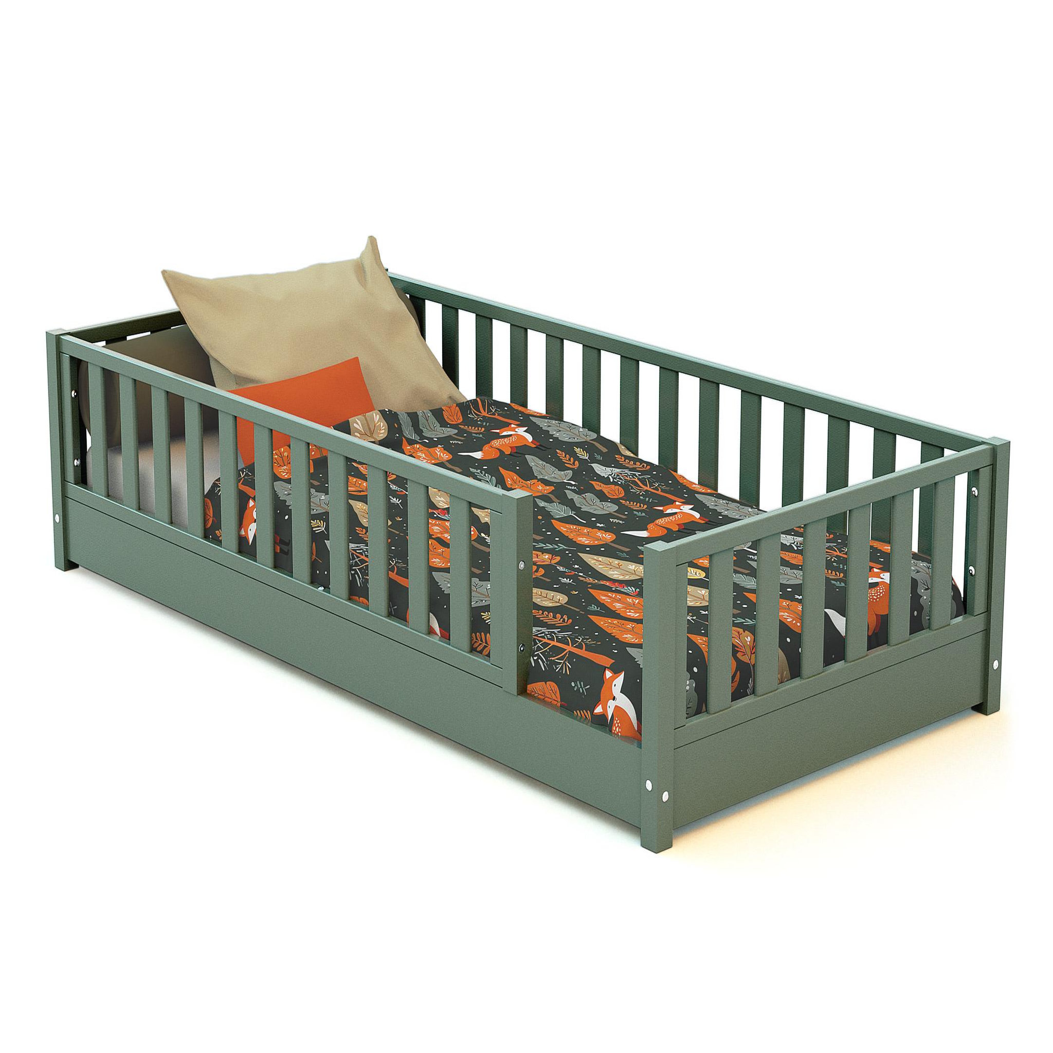 Voir la diapositive 3 : JURABABY Lit au sol enfant en bois SONHO avec matelas - 90x190