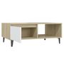 Voir la diapositive 5 : VIDAXL Table basse blanc et chêne sonoma 90x60x35 cm bois d ingénierie