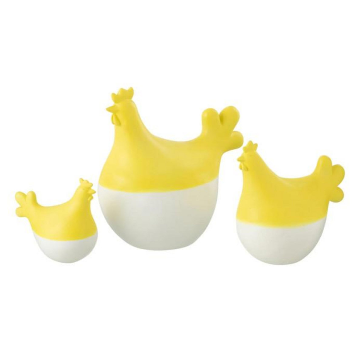 Paris Prix Lot de 3 Statuettes Coq Extérieur  Alfredo  20cm Jaune & Blanc