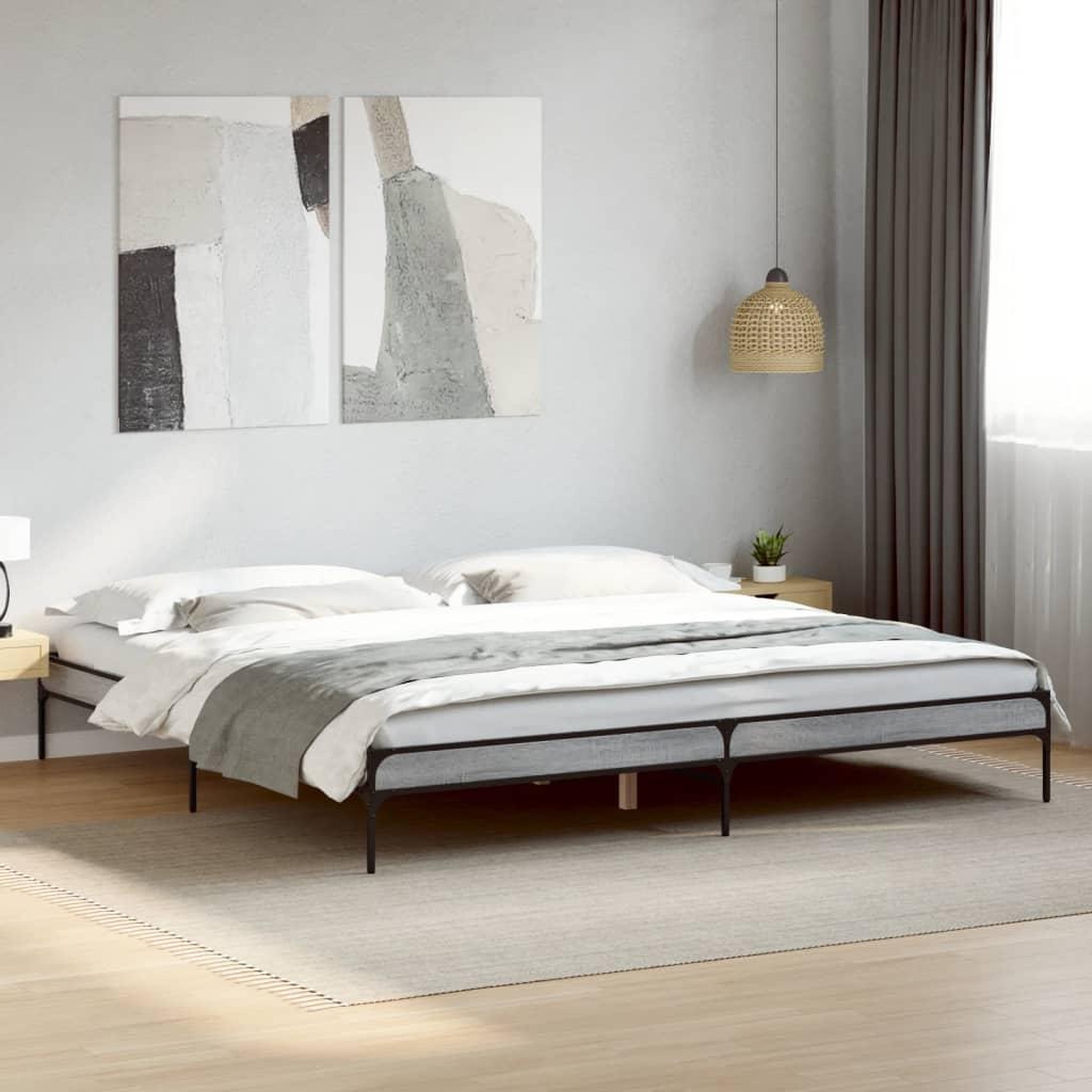 VIDAXL Cadre de lit sans matelas sonoma gris 200x200 cm