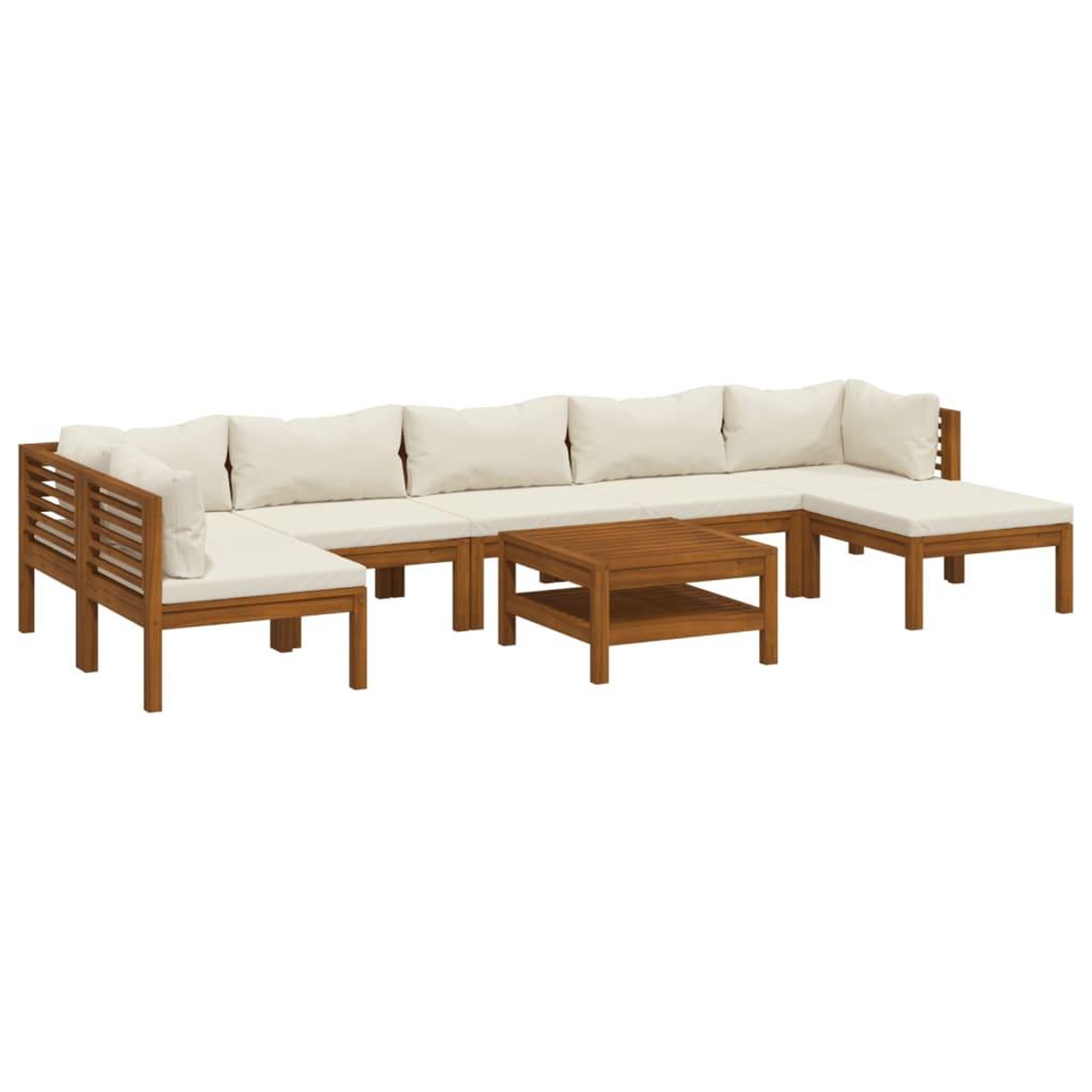 Voir la diapositive 2 : VIDAXL Salon de jardin 8 pcs avec coussin creme Bois d'acacia solide