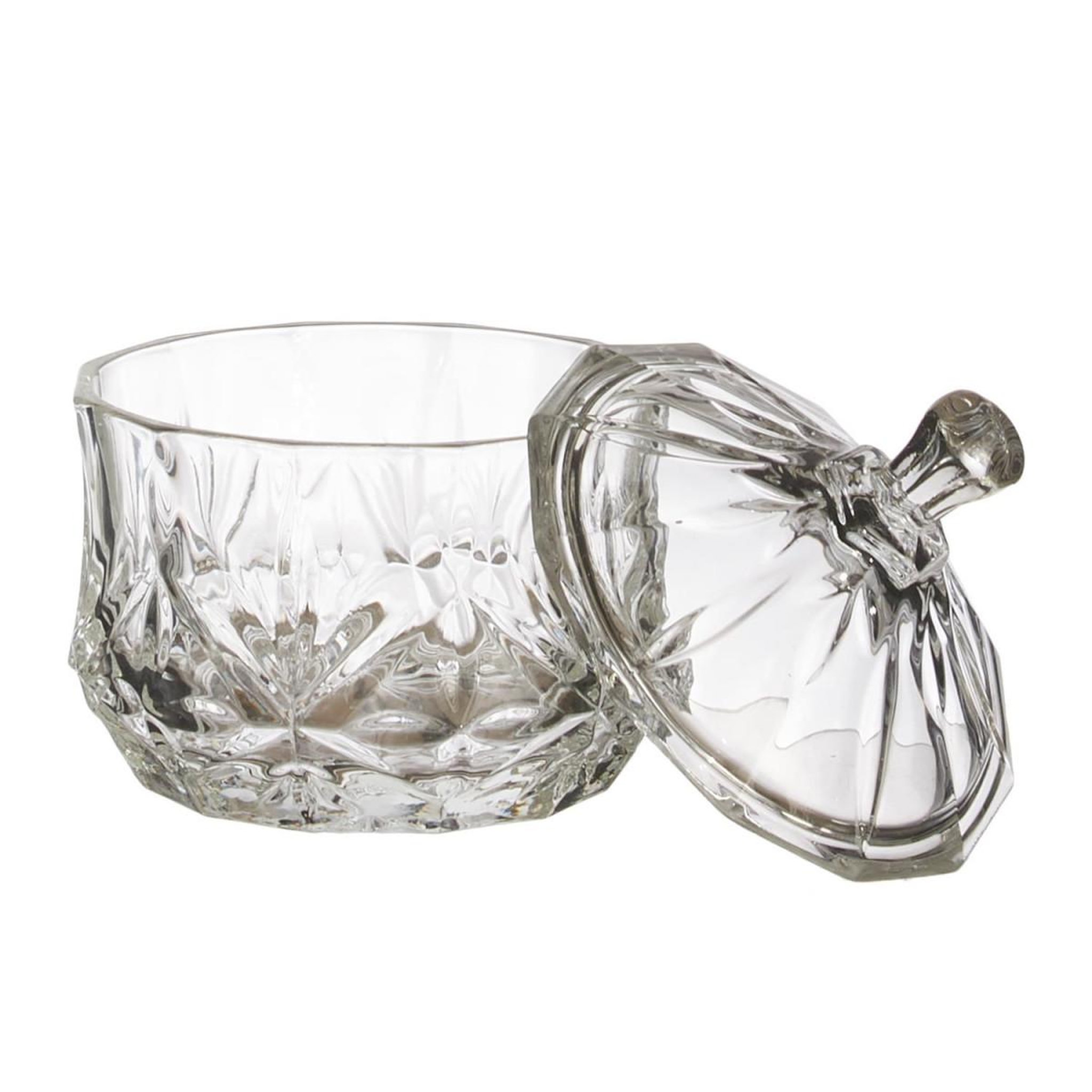 Voir la diapositive 2 : The Home Deco Factory Bonbonnière en Verre  Ciselée  11cm Transparent