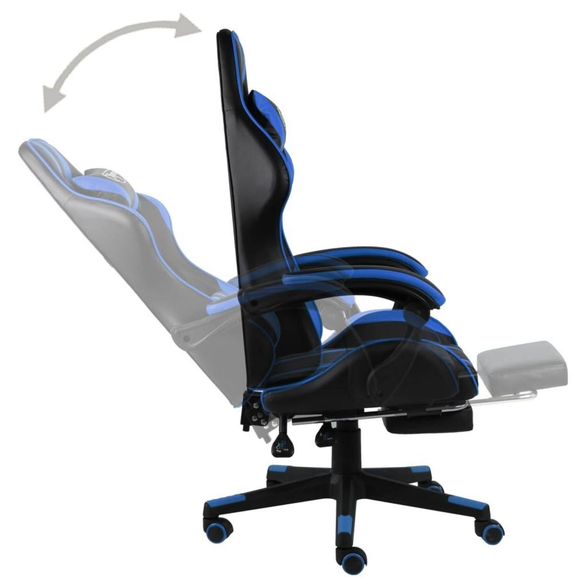 VIDAXL Fauteuil de jeux video avec repose-pied Noir et bleu Similicuir