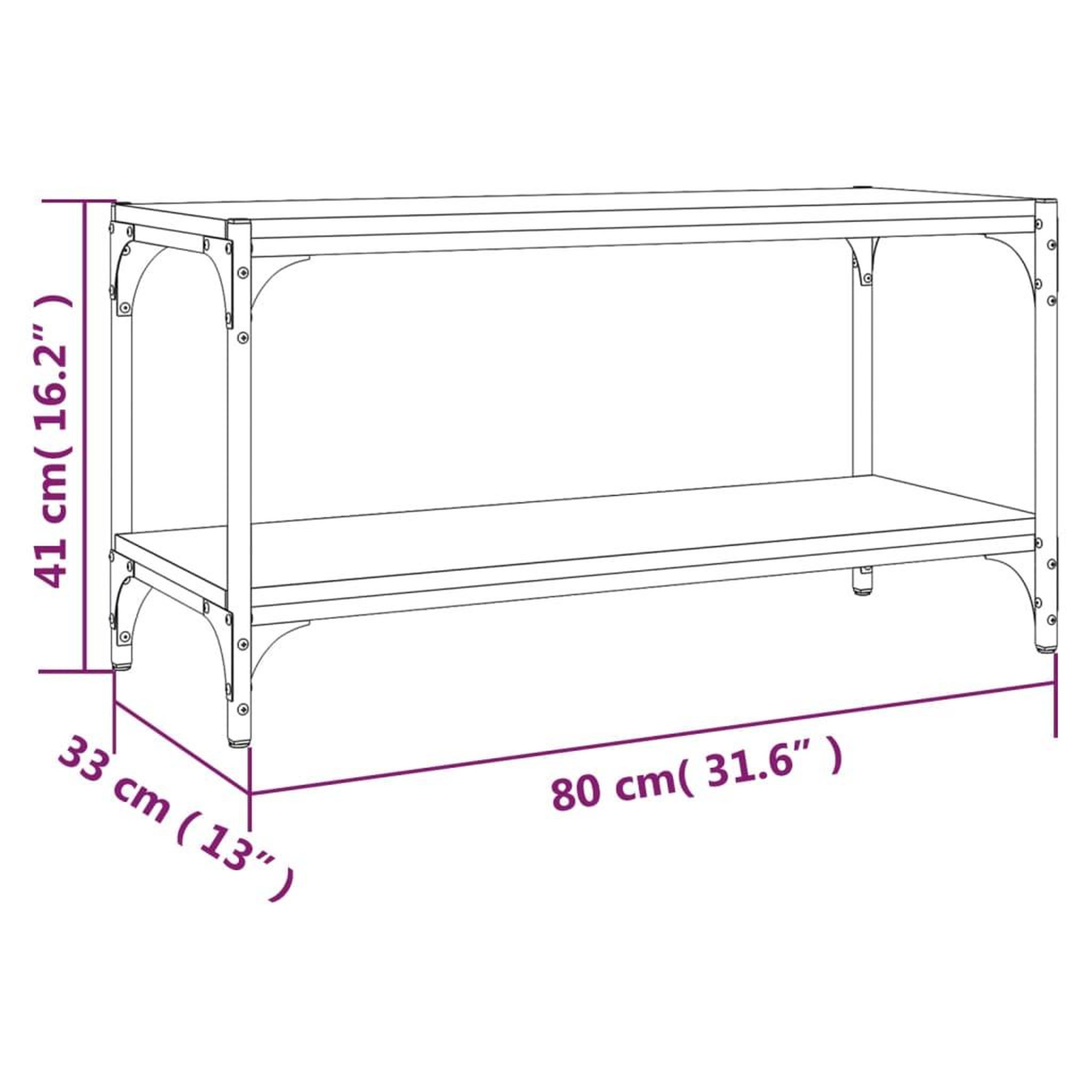 Voir la diapositive 6 : VIDAXL Meuble TV Sonoma gris 80x33x41 cm Bois d'ingenierie et acier