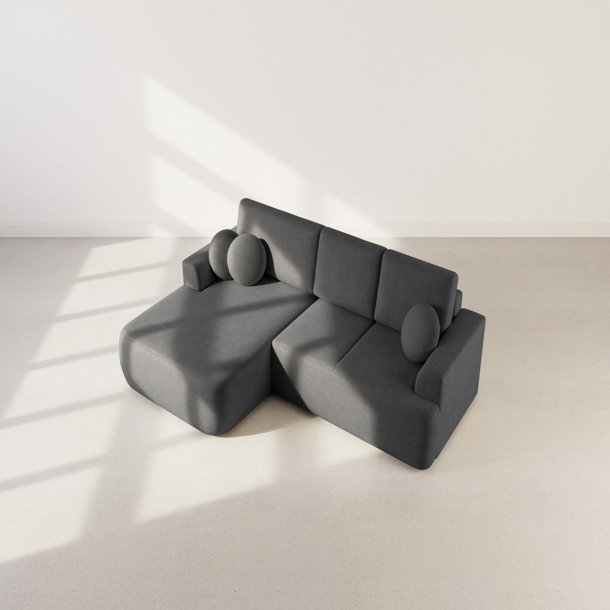 BEST MOBILIER Candela - canapé d'angle gauche 4 places - convertible avec coffre - en tissu bouclette