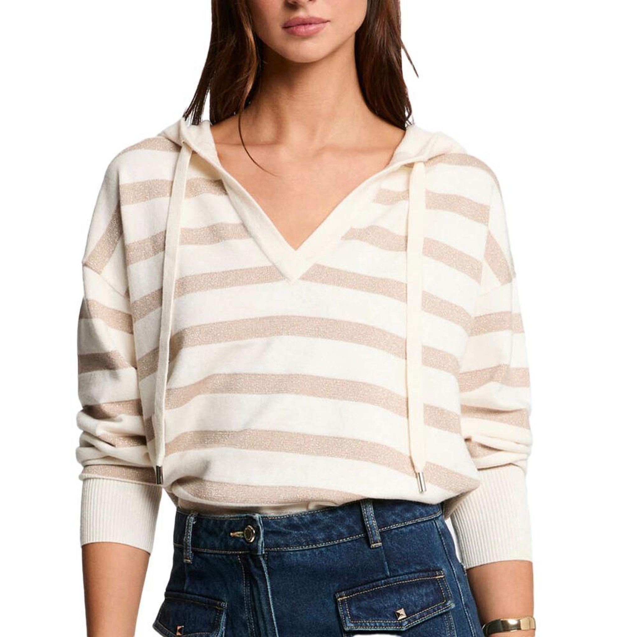 MORGAN Pull Blanc/Doré Femme Morgan Ballo. Coloris disponibles : Beige
