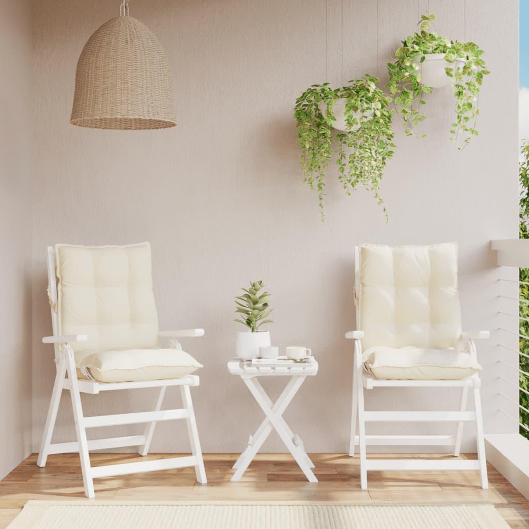 VIDAXL Coussins de chaise a dossier bas lot de 2 creme tissu oxford