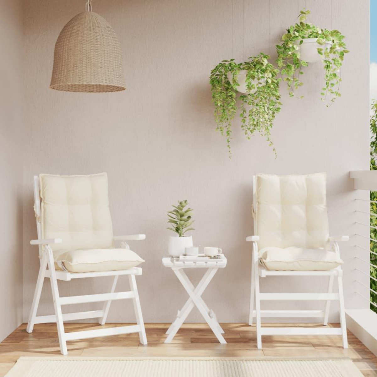 VIDAXL Coussins de chaise a dossier bas lot de 2 creme tissu oxford