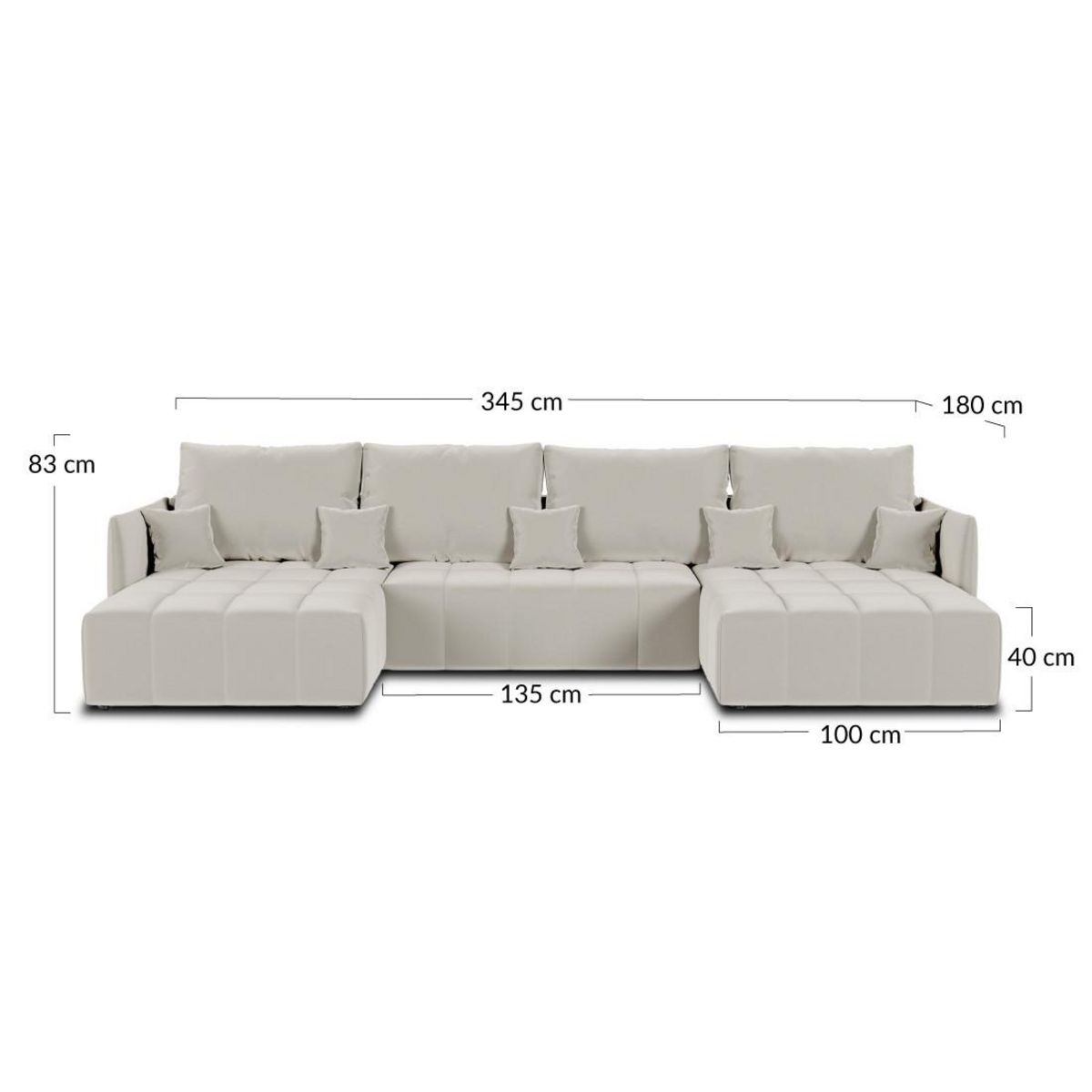 BEST MOBILIER Petra - canapé panoramique en u - 7 places - convertible - avec coffre - en velours