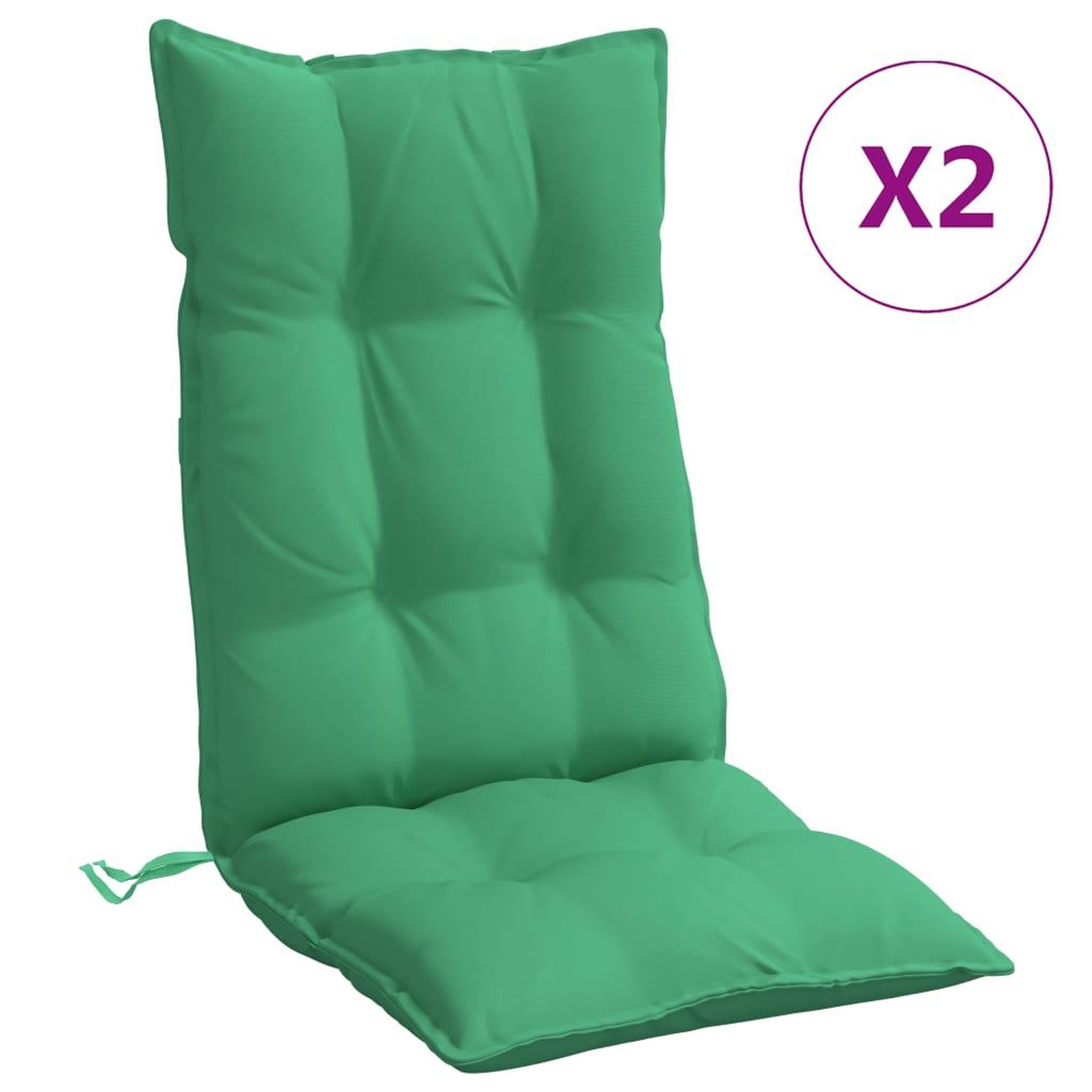 Voir la diapositive 2 : VIDAXL Coussins de chaise a dossier haut lot de 2 vert tissu oxford