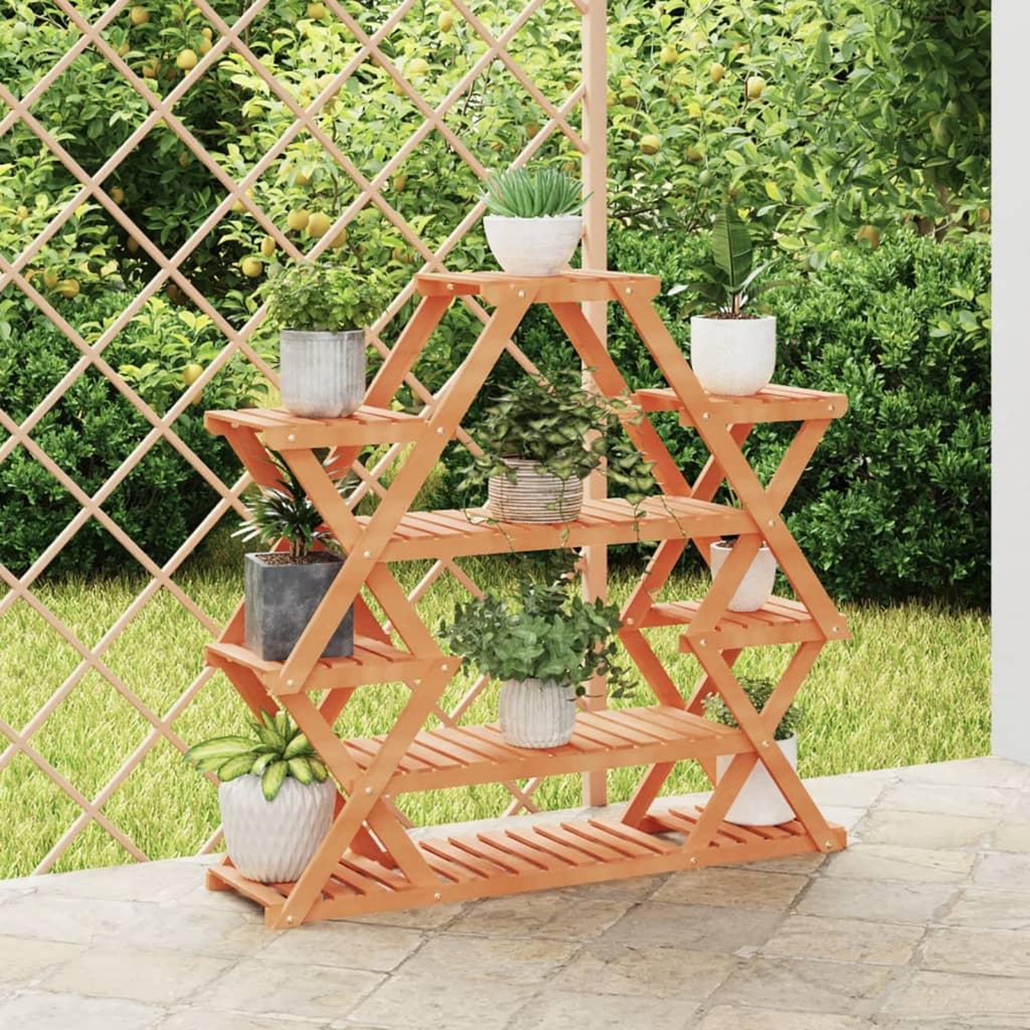 VIDAXL Support a fleurs 110x25x105 cm bois massif de sapin