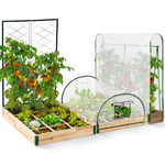 ID MARKET Kit complet 3 bacs modulables carrés potager et serre à tomates + treillis + housse