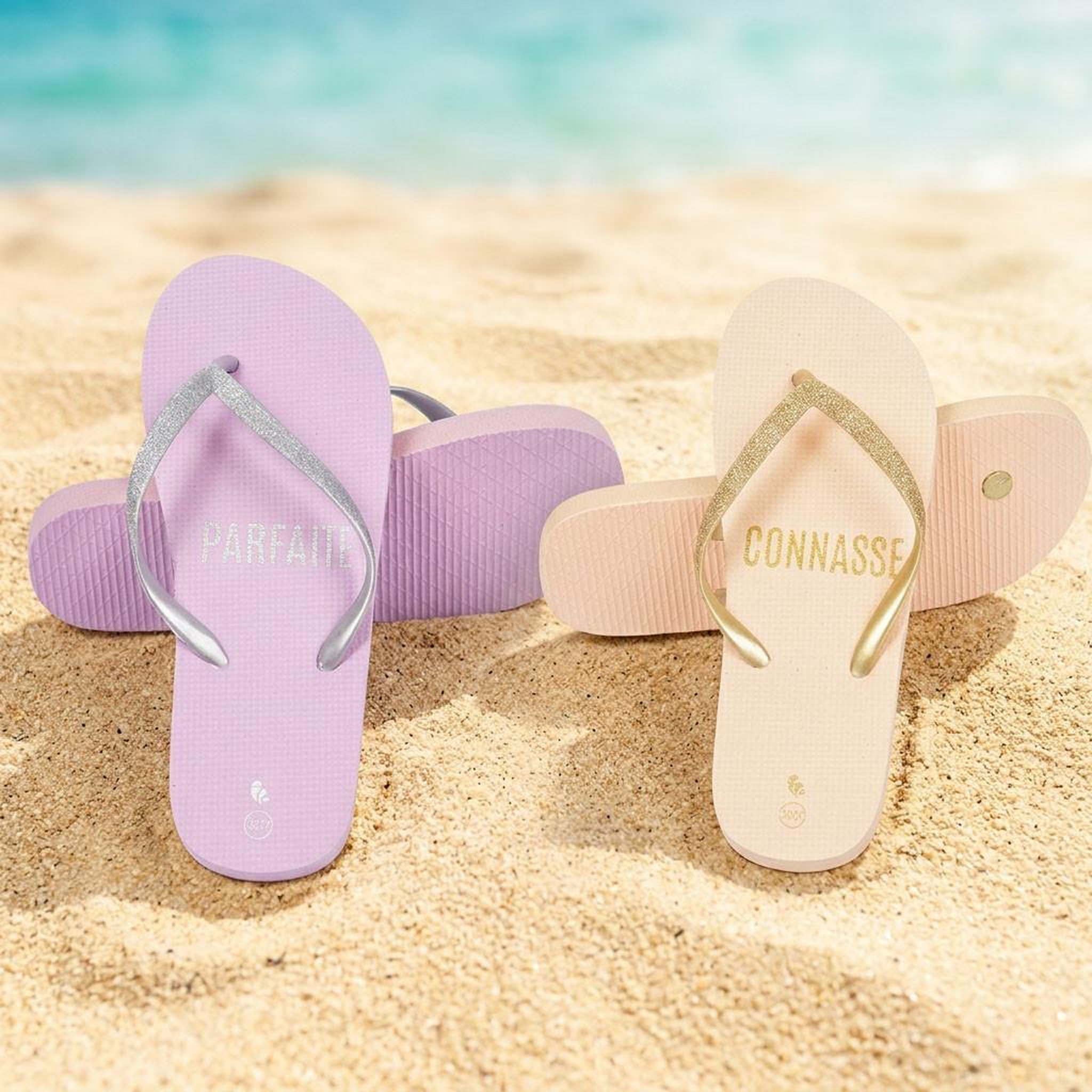 Voir la diapositive 4 : OZABI OZABI Pack 2 Paires Tongs Femme Glitter Message Humour
