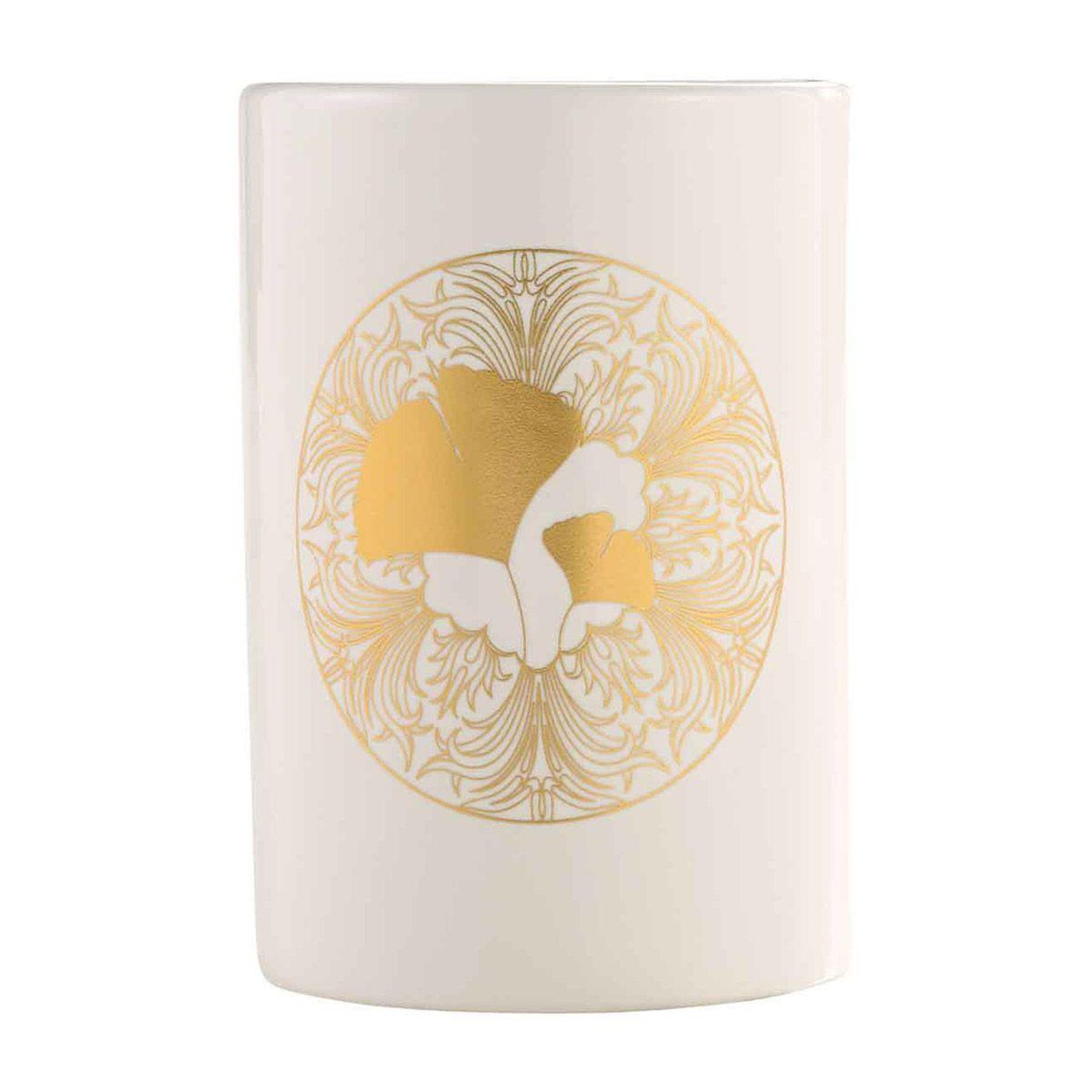 Douceur d'Intérieur Gobelet salle de bain  ginkoblue  11cm blanc & or