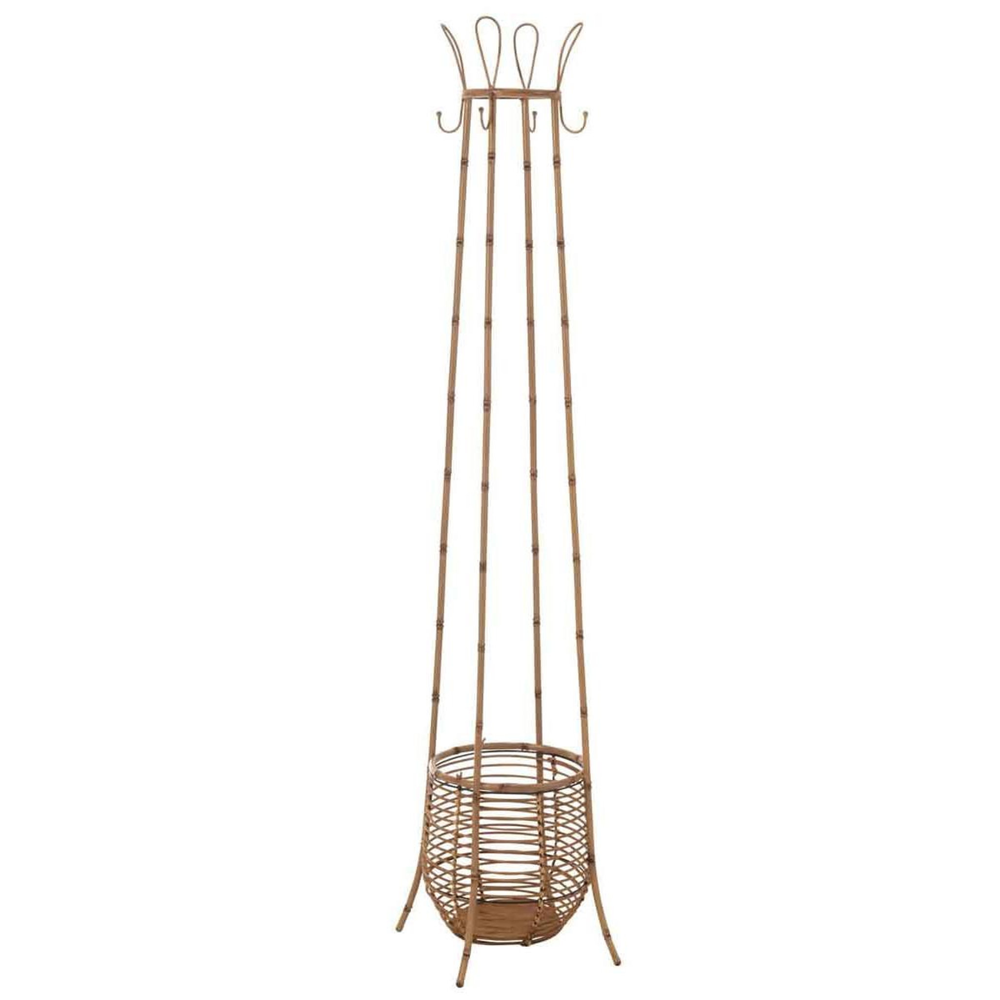 Voir la diapositive 1 : J-LINE Porte-Manteau en Rotin  Corbeille  168cm Naturel