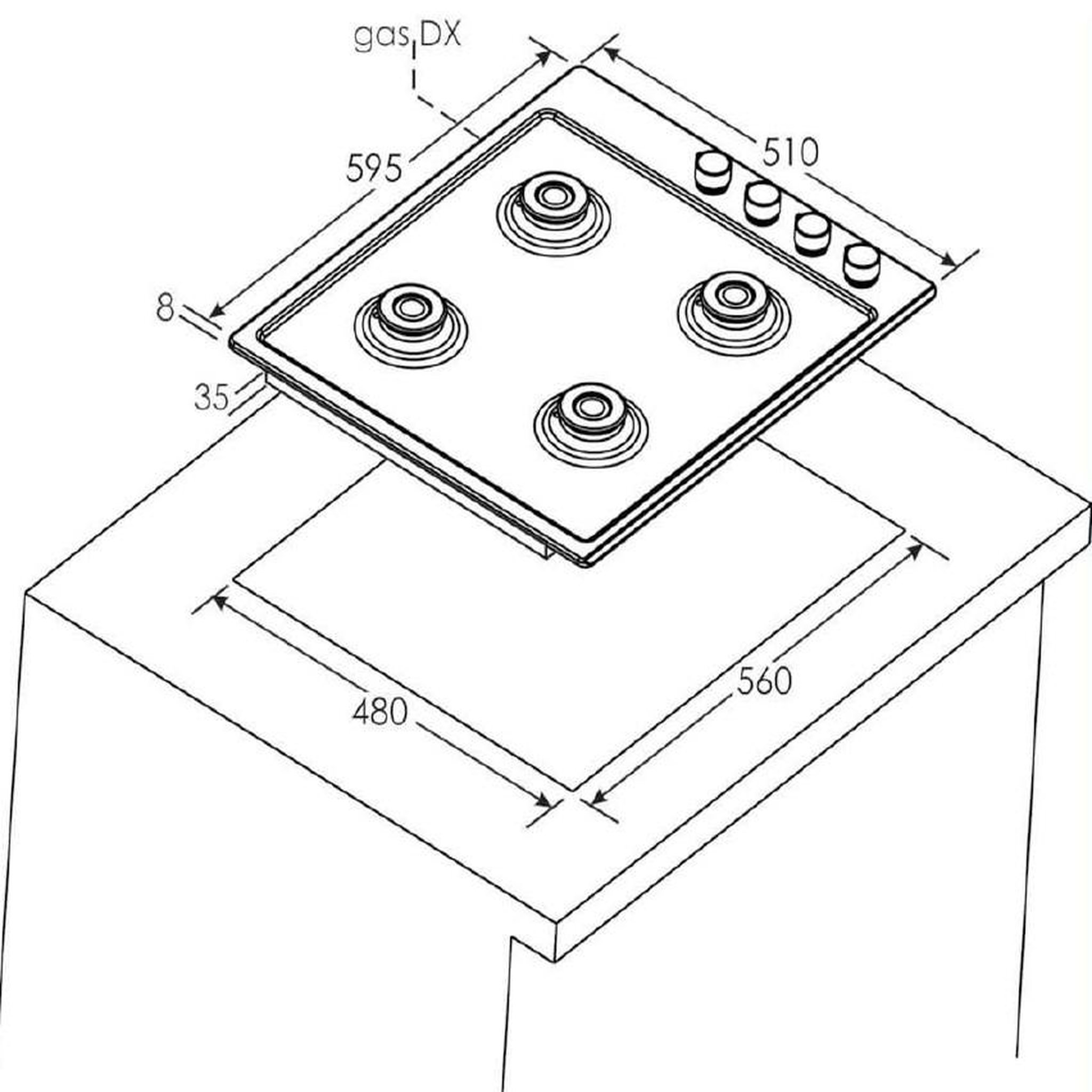 Voir la diapositive 2 : Candy Table de cuisson gaz 60cm 4 feux blanc - chw6lww