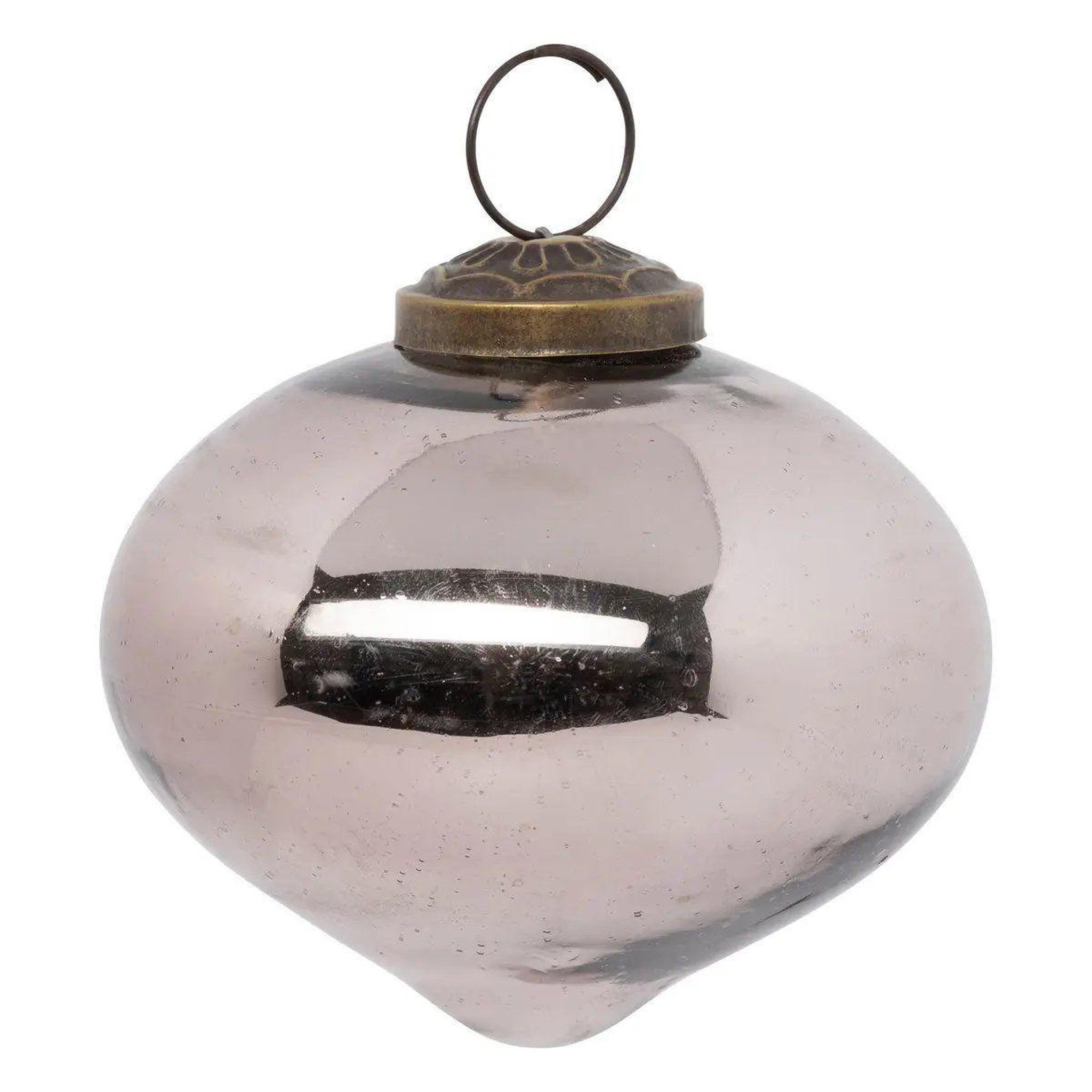 Voir la diapositive 2 : ATMOSPHERA Lot de 2 boules de noël en verre  goutte  8cm marron