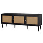 Voir la diapositive 4 : BEST MOBILIER Goto - meuble tv - noir et cannage - 3 portes - 167 cm