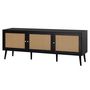 Voir la diapositive 4 : BEST MOBILIER Goto - meuble tv - noir et cannage - 167 cm