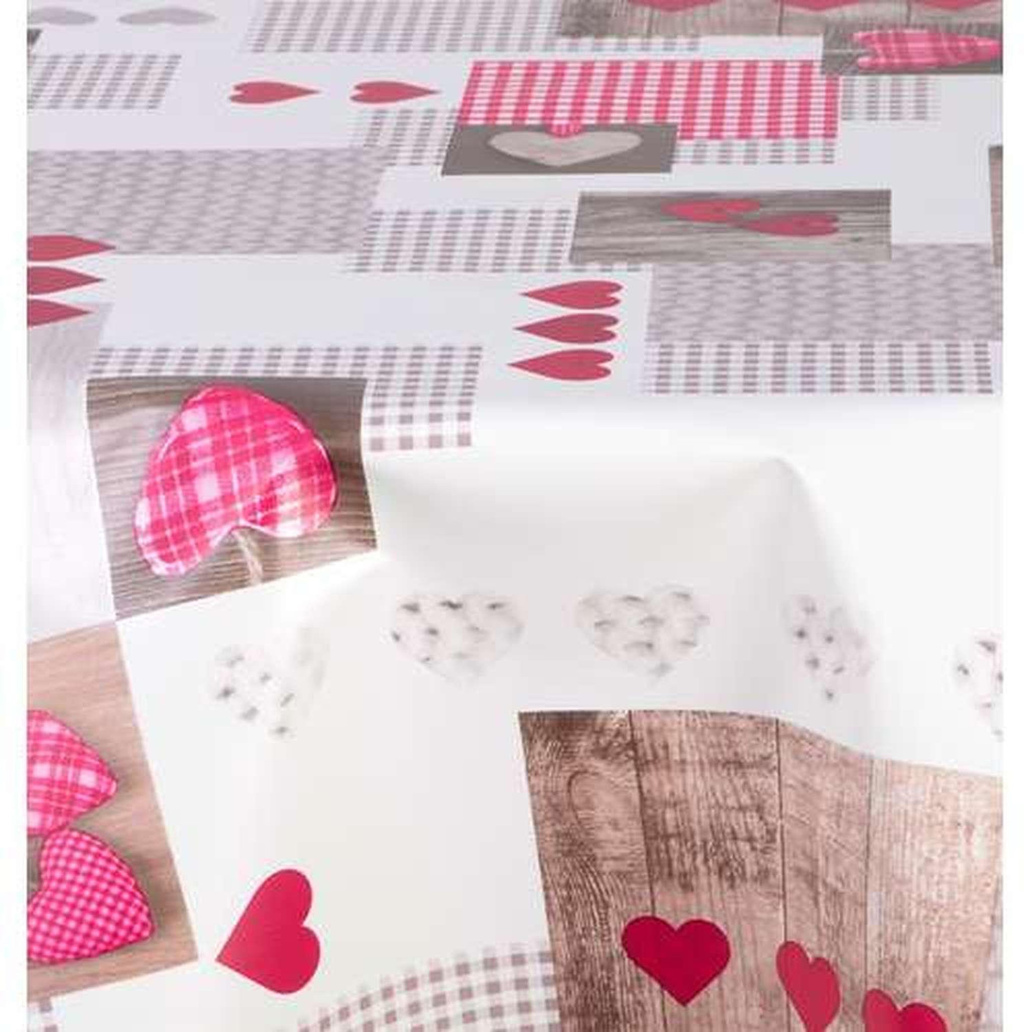 Voir la diapositive 3 : TOILINUX Nappe en toile cirée ronde Aspen - Diam. 150 cm - Rouge