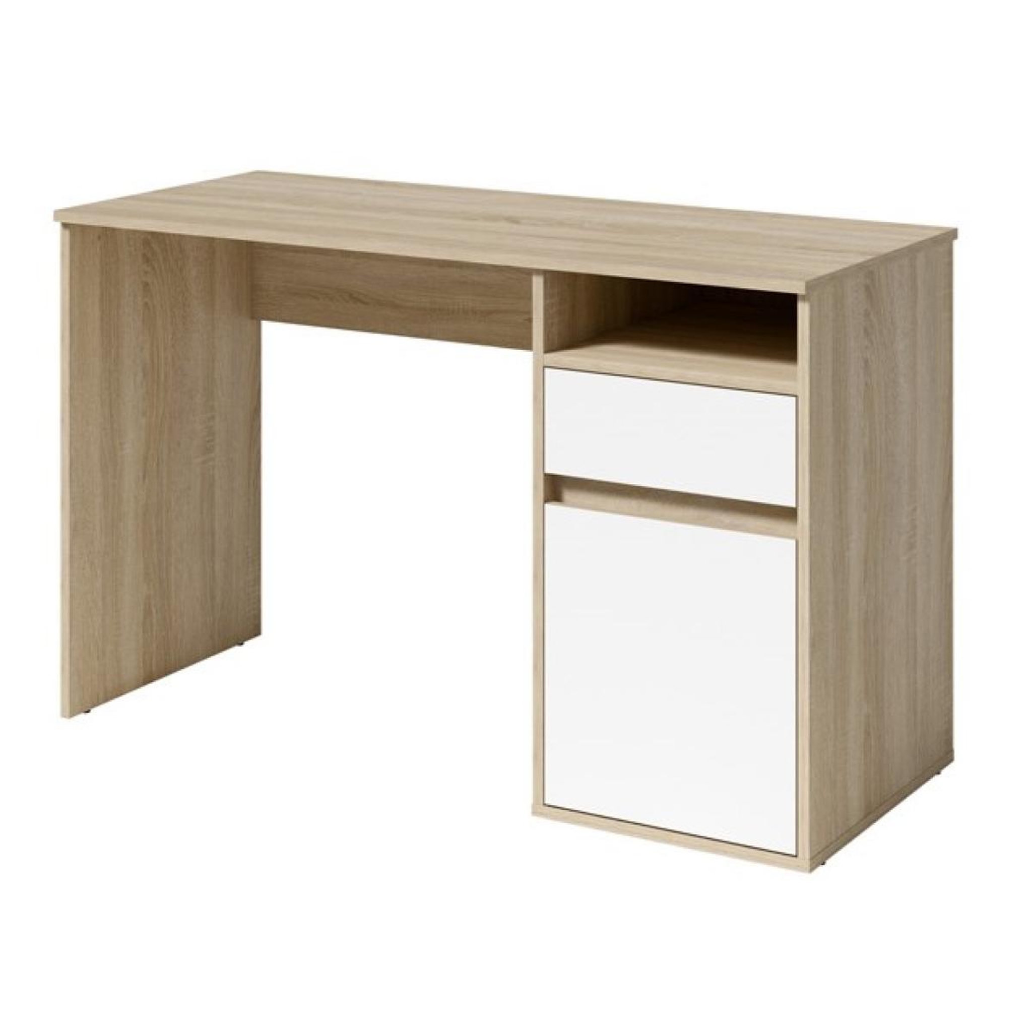 JLC KREATION Bureau moderne bois et blanc 120cm avec rangement ALBI