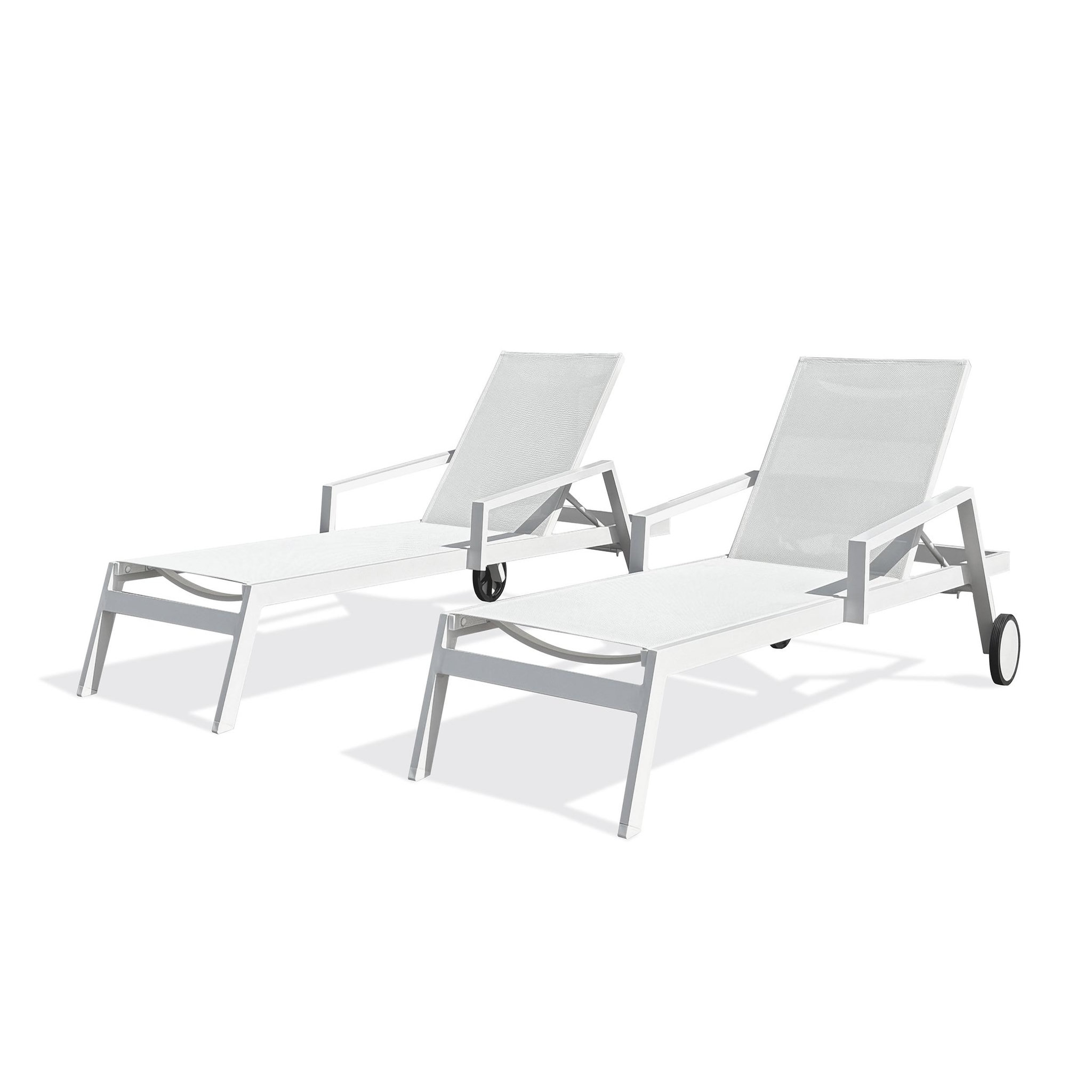 Voir la diapositive 1 : DCB GARDEN Lot de 2 bains de soleil en aluminium et toile plastifiée