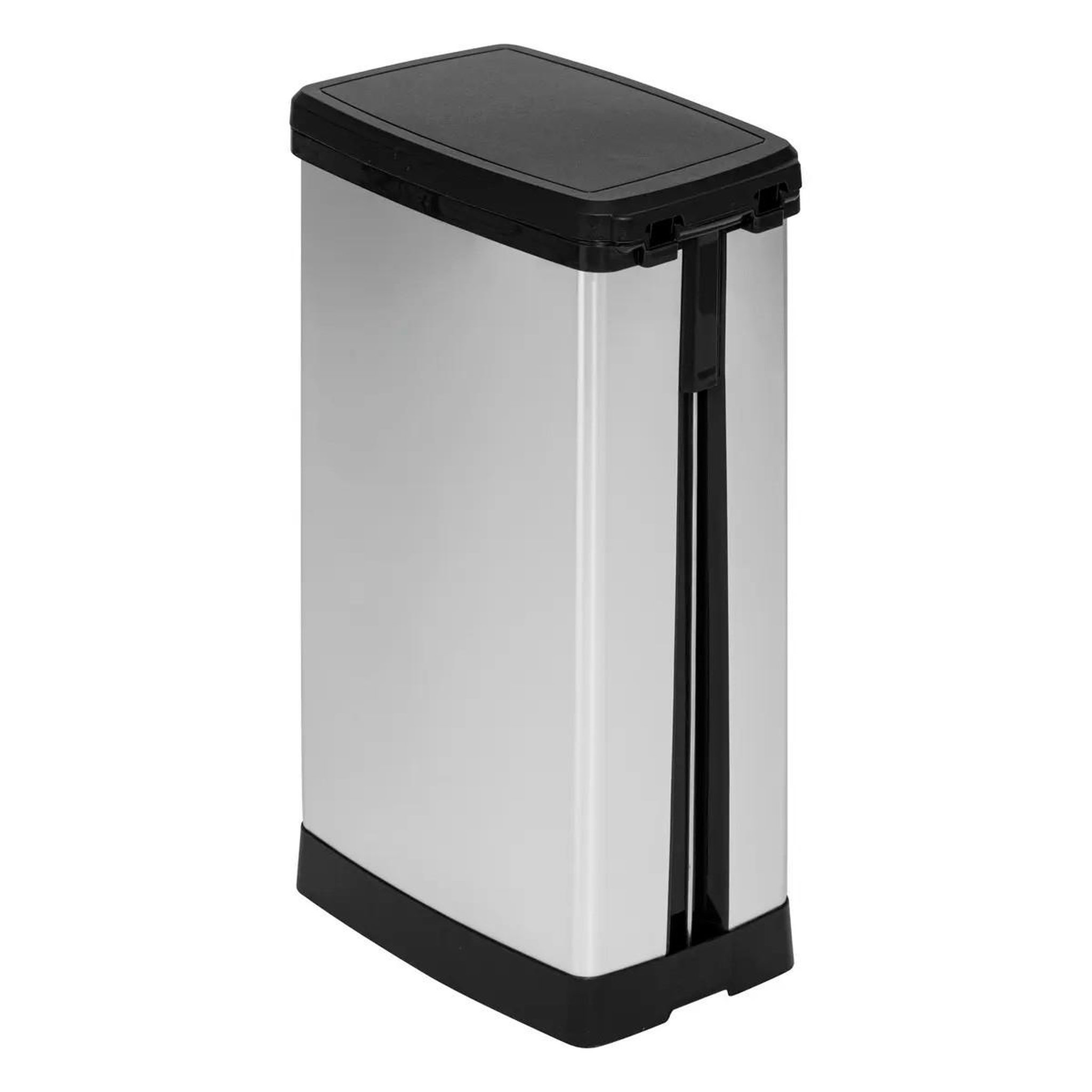 Voir la diapositive 3 : FIVE Poubelle à pédale  slim  40l argent
