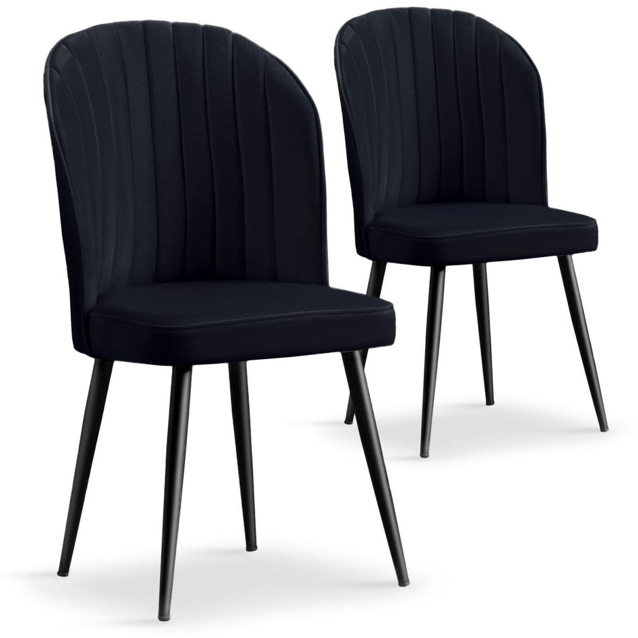 Voir la diapositive 2 : Paris Prix Lot de 2 Chaises Matelassées en Velours  Carmela  87cm Noir