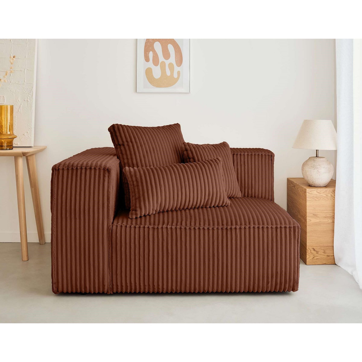 LISA DESIGN Colombine - module d'assise gauche - en velours côtelé grosses côtes