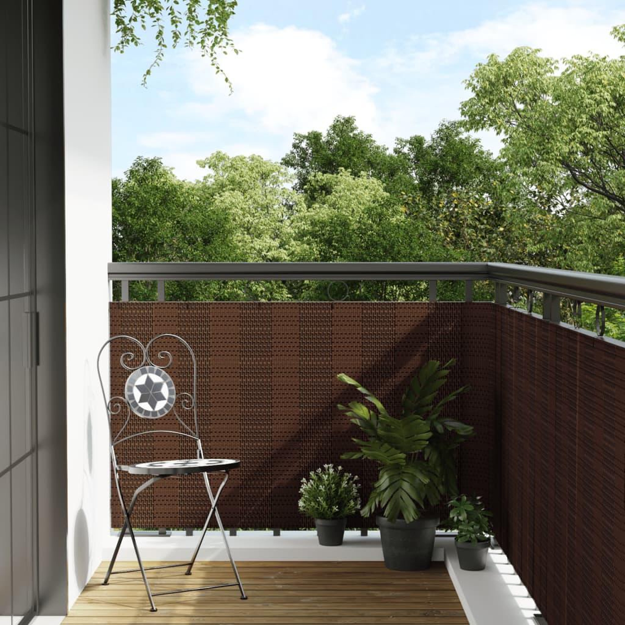 VIDAXL Paravent de balcon brun et noir 1000x80 cm resine tressee