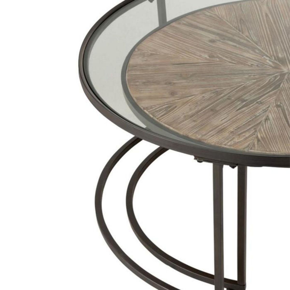 Paris Prix Lot de 2 Tables Basses Rondes  Hexagone  91cm Noir