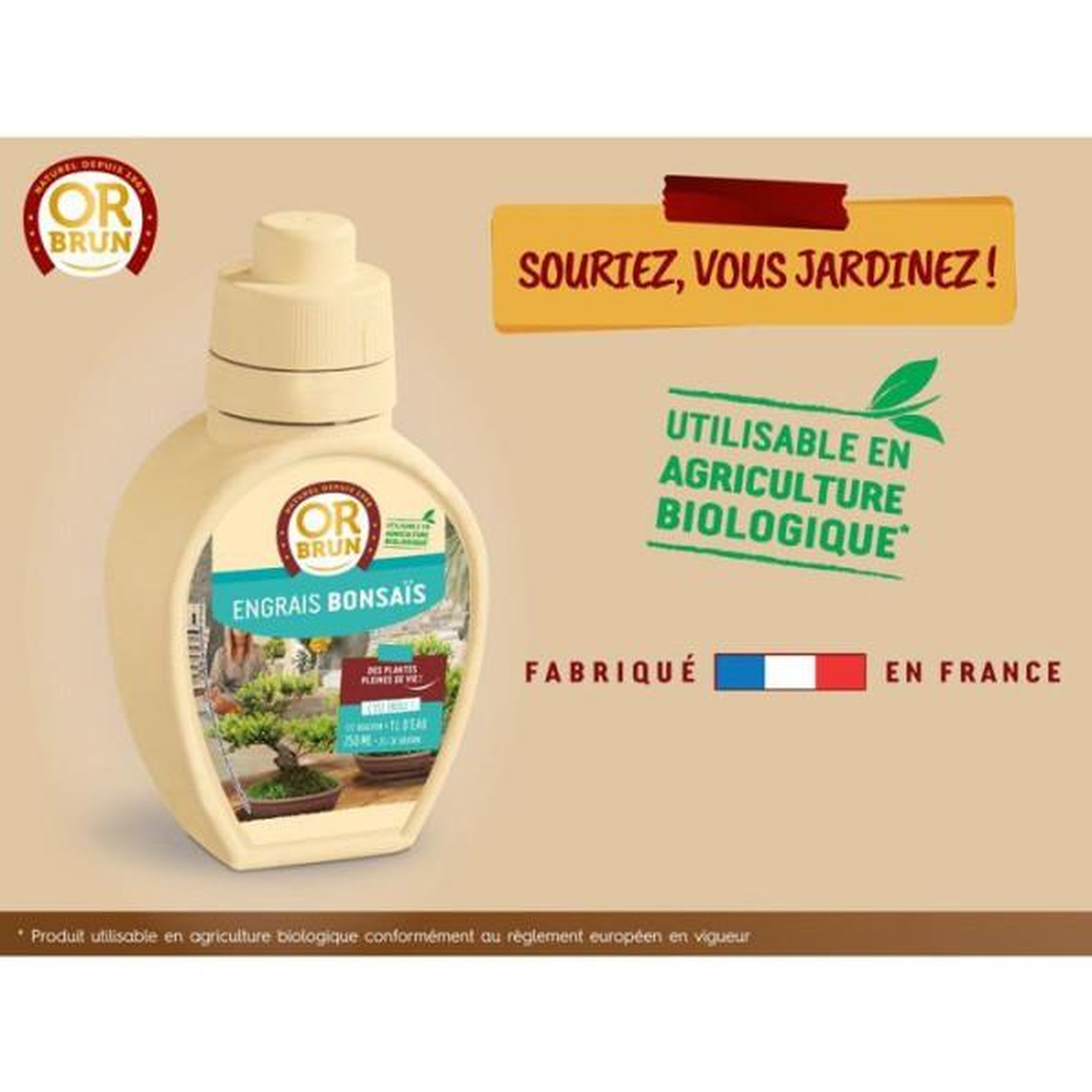 Voir la diapositive 4 : OR BRUN Engrais bonsais - or brun - obreclbonsai250 - 250 ml - améliore et favorise la croissance - fabriqué en france