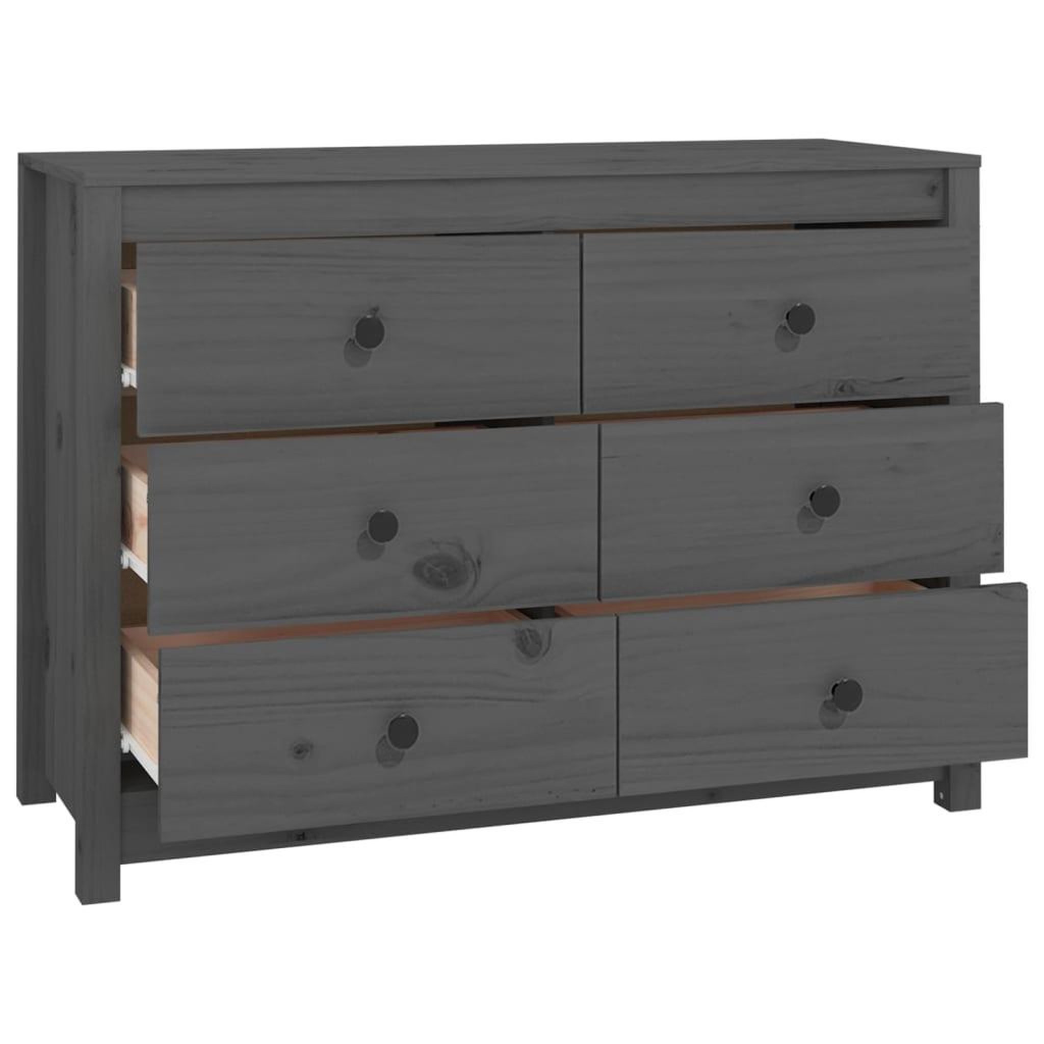 Voir la diapositive 3 : VIDAXL Armoire laterale Gris 100x40x72 cm Bois de pin massif