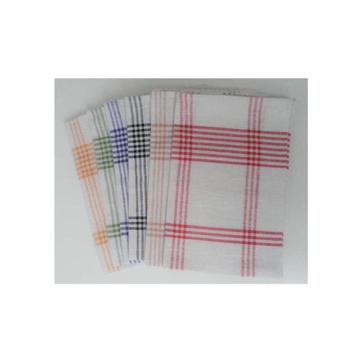 HOME LINGE PASSION Lot de 6 torchons de cuisine - HOME LINGE PASSION - 100% Coton - 50 x 70 cm - Multicolore a carreaux