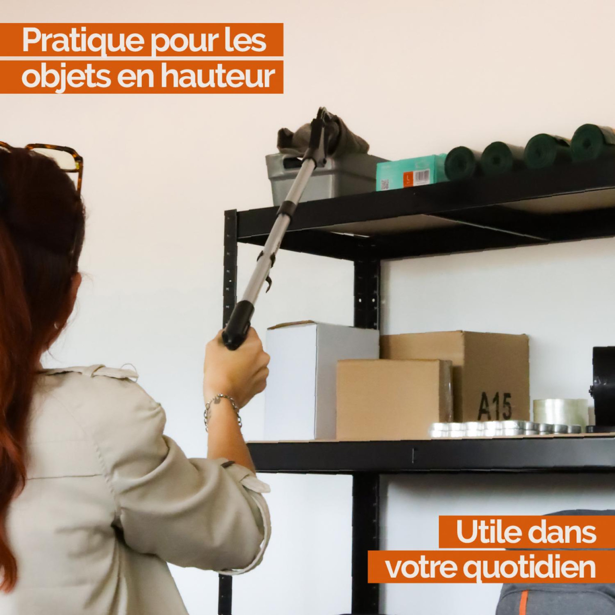 Voir la diapositive 5 : LINXOR Pince à déchets, ramasse objets, avec embouts magnétiques - Pliable - Noir