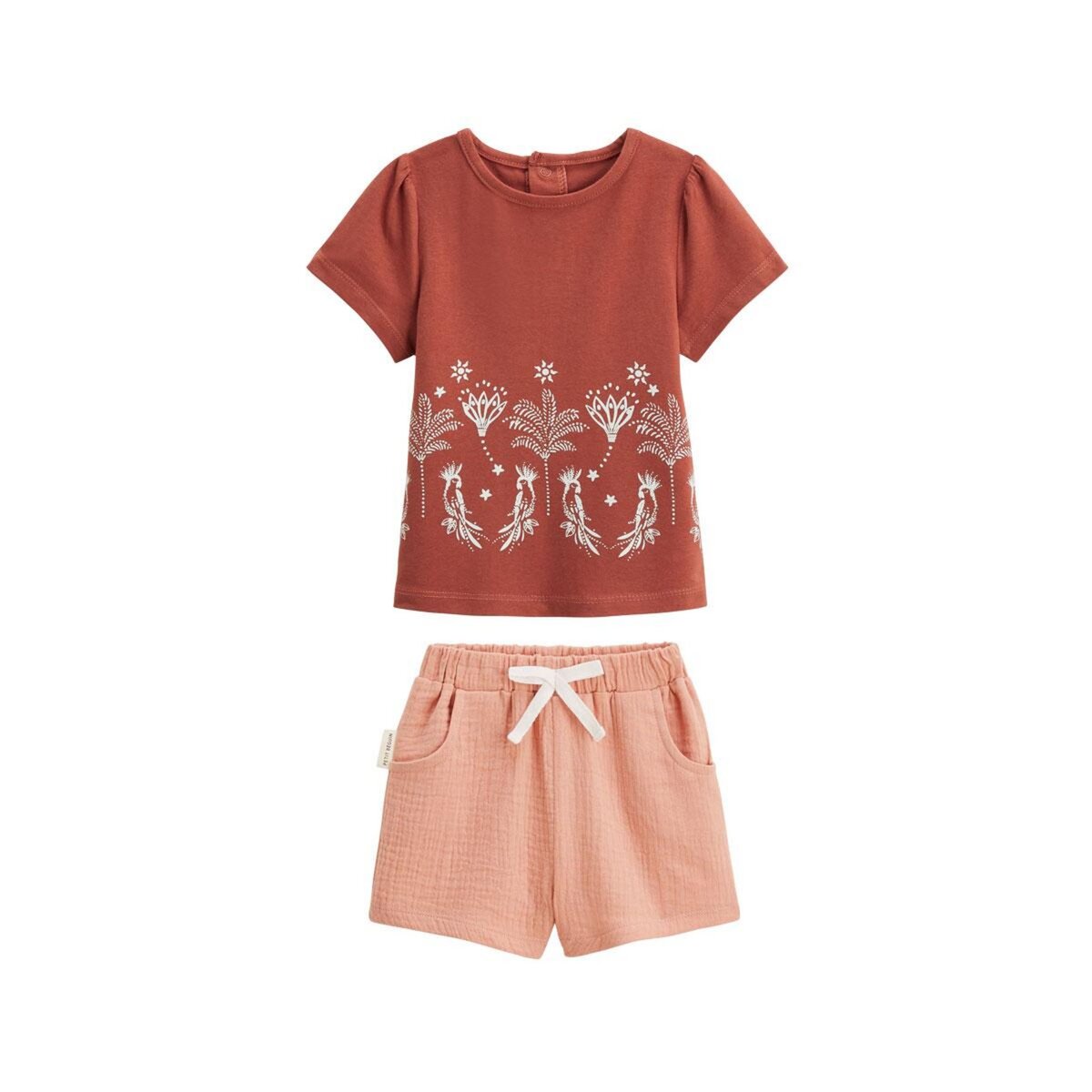 Petit Béguin Ensemble enfant t-shirt et short en gaze de coton Fiesta