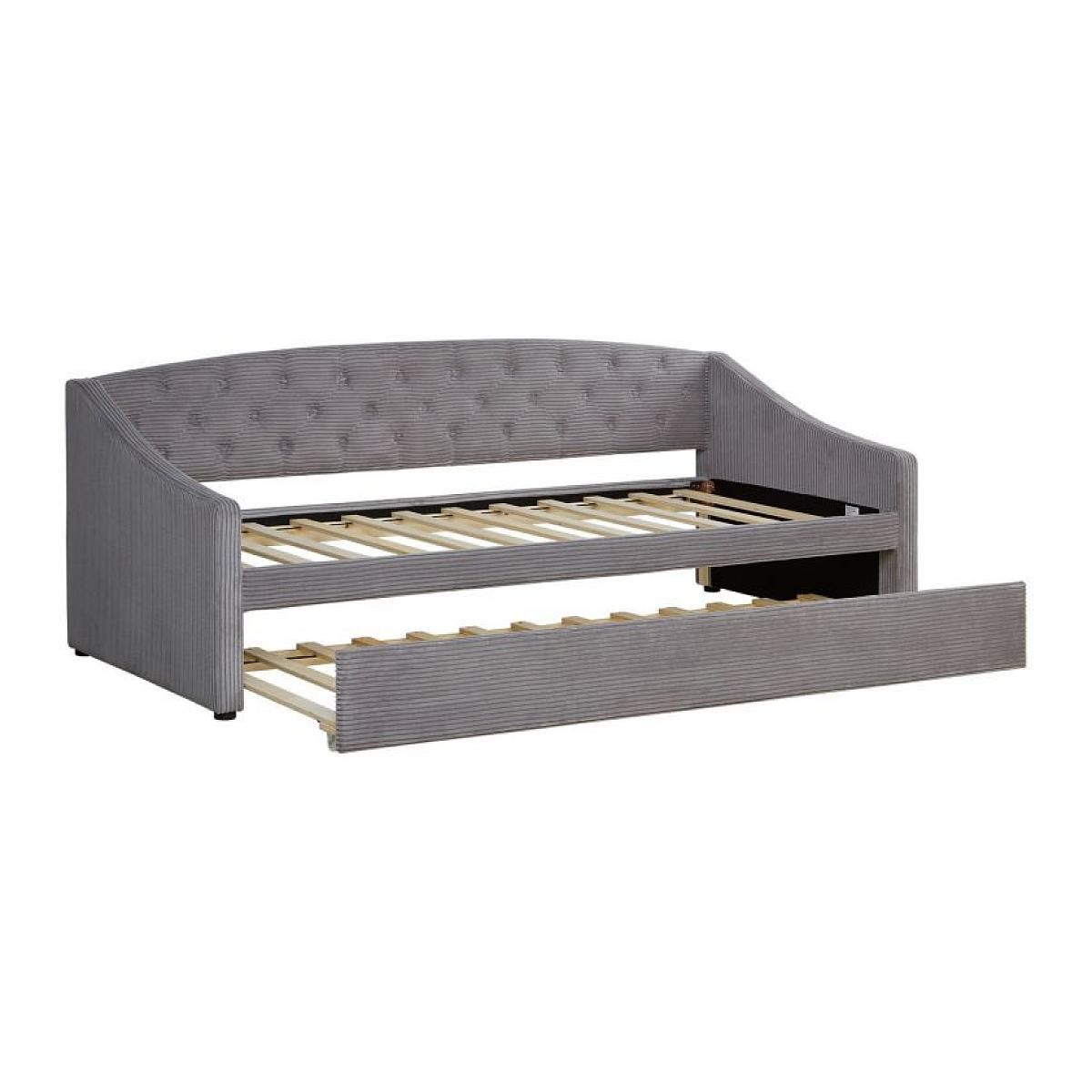 HomeStyle4U Canapé lit Côtelé gris 2 Places 90x200