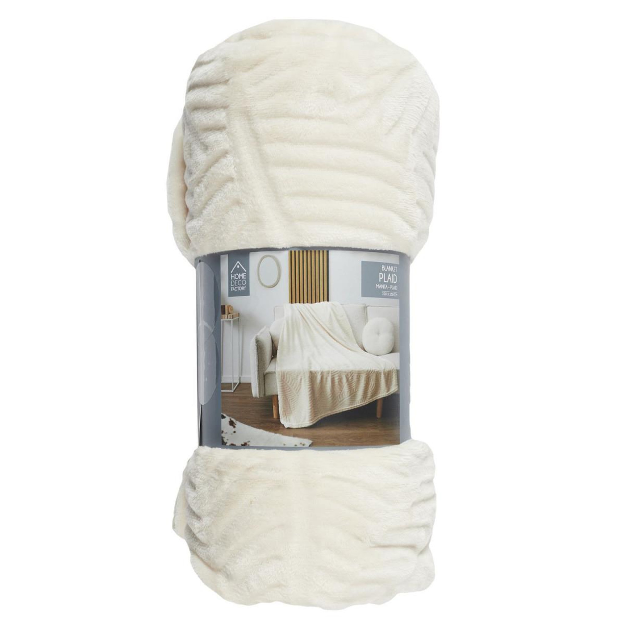 Voir la diapositive 3 : The Home Deco Factory Plaid flanelle embosse  roméo  150x200cm crème