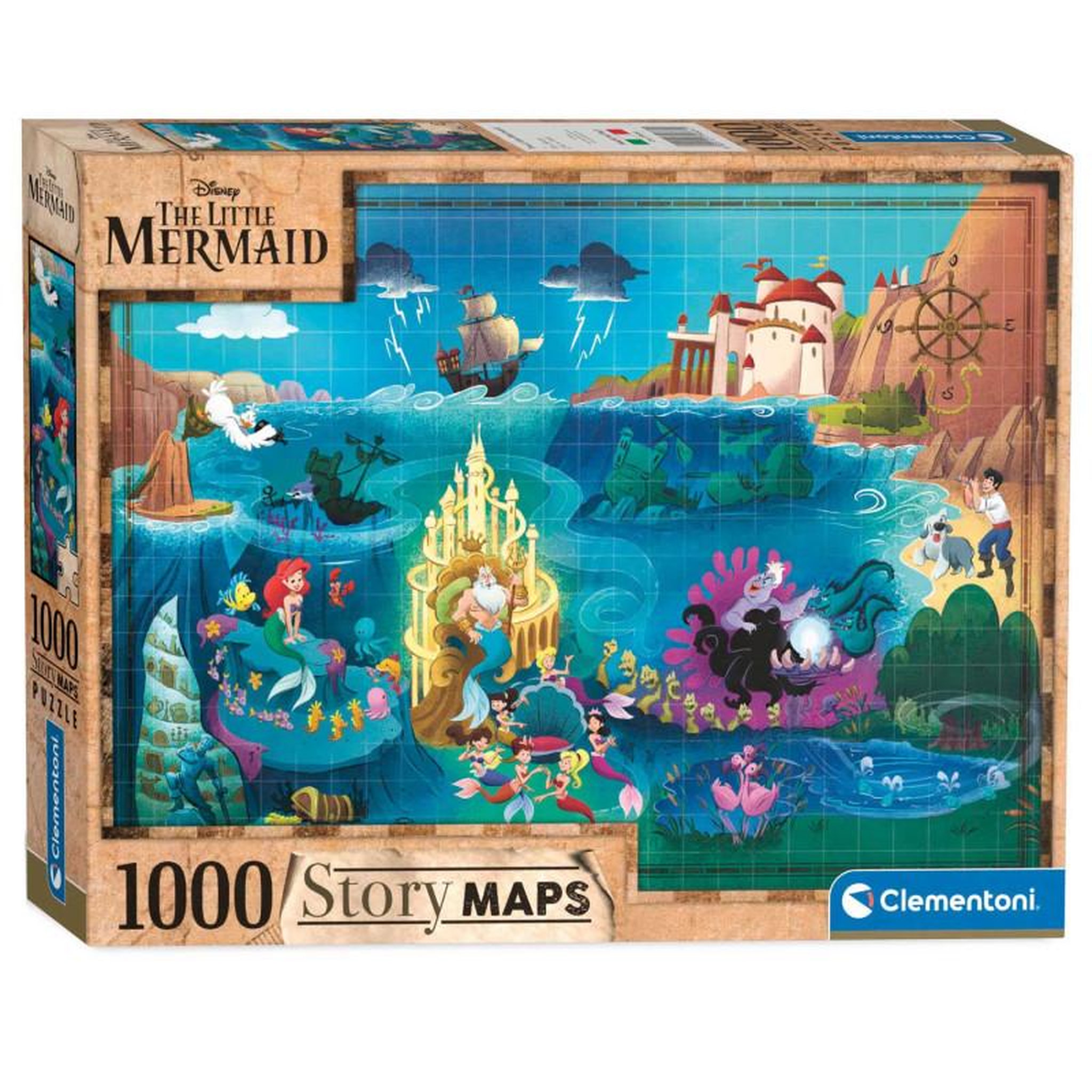 Voir la diapositive 1 : CLEMENTONI Clementoni World Map Puzzle La petite sirène 1000 pièces