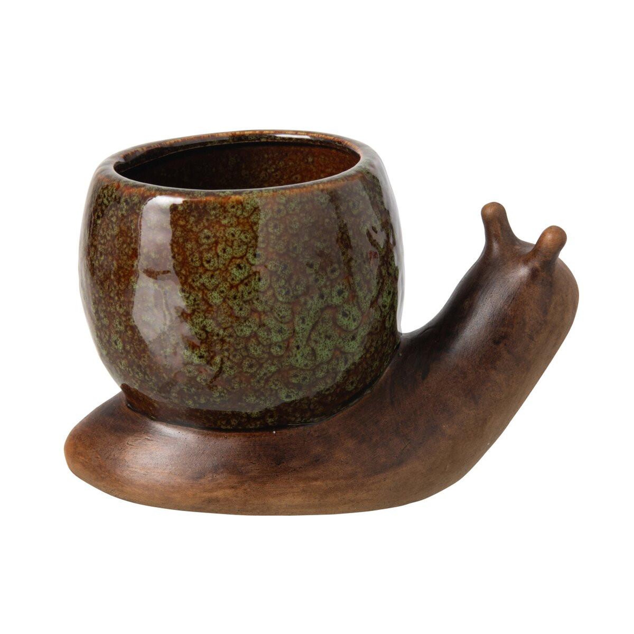 Voir la diapositive 2 : J-LINE Cache-Pot Escargot en Grès  Solal  20cm Multicolore