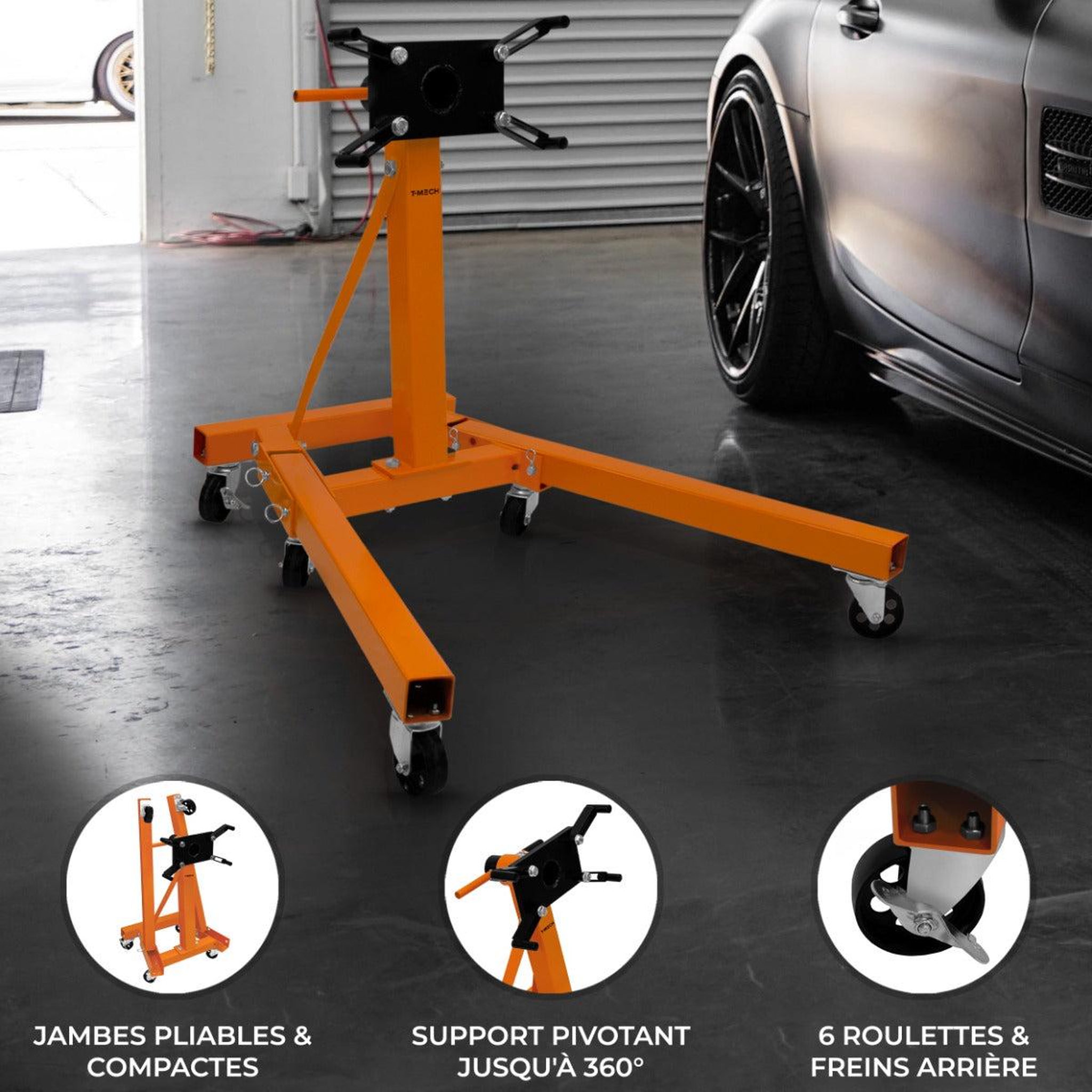 Voir la diapositive 2 : T-MECH Support de moteur pliable