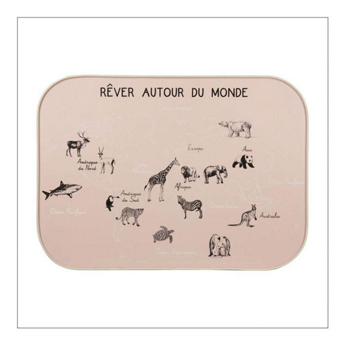 OSTARIA Décoration murale carte du monde rose 70x50 cm