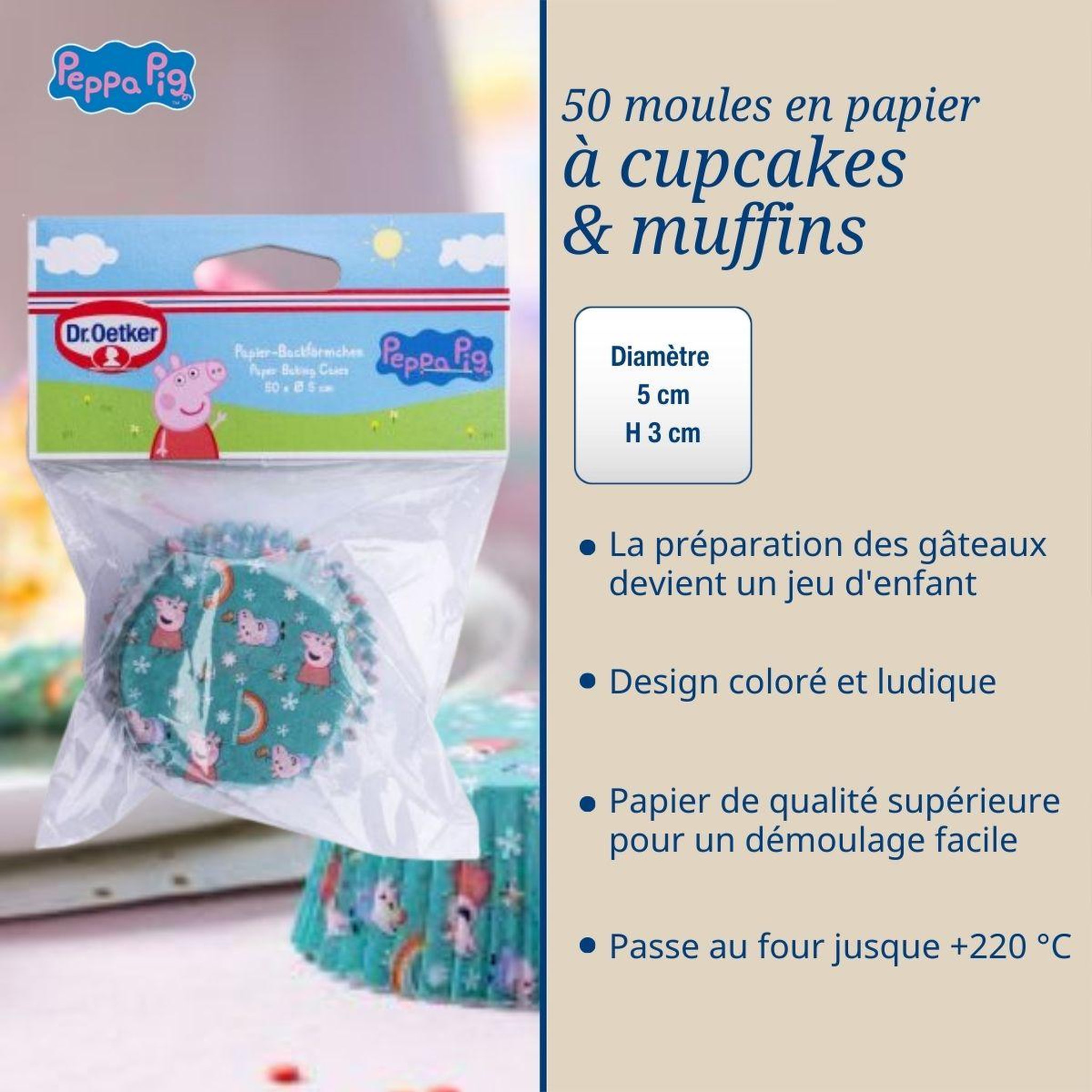 Voir la diapositive 3 : DR.OETKER Ensemble 50 moules à muffins en papier 6 cm dr. Oetker peppa pig
