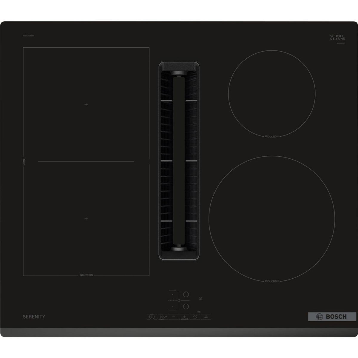 BOSCH Plaque induction aspirante PVS63SB16F, SERINITY, CombiZone